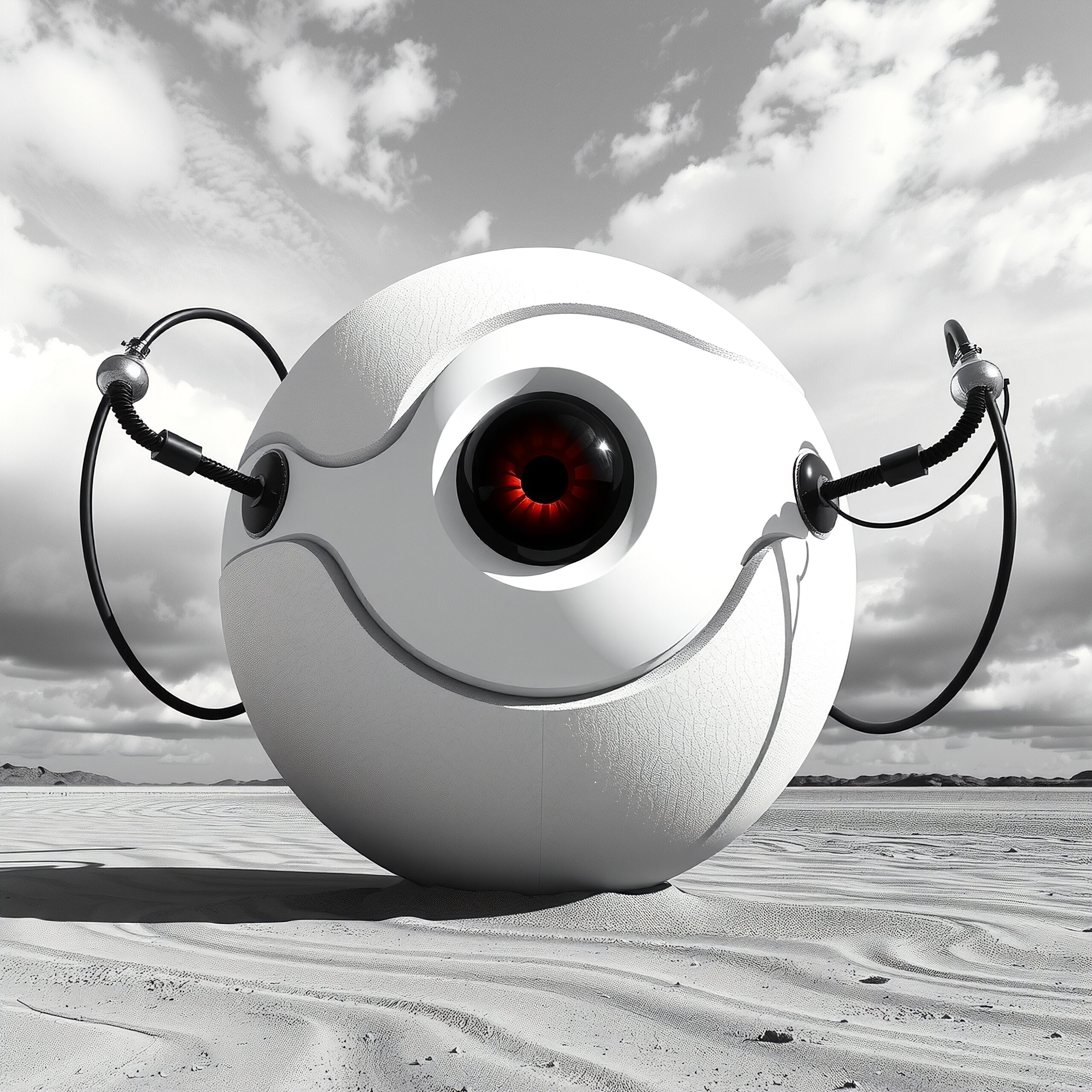 Futuristic Robot in Desert Landscape