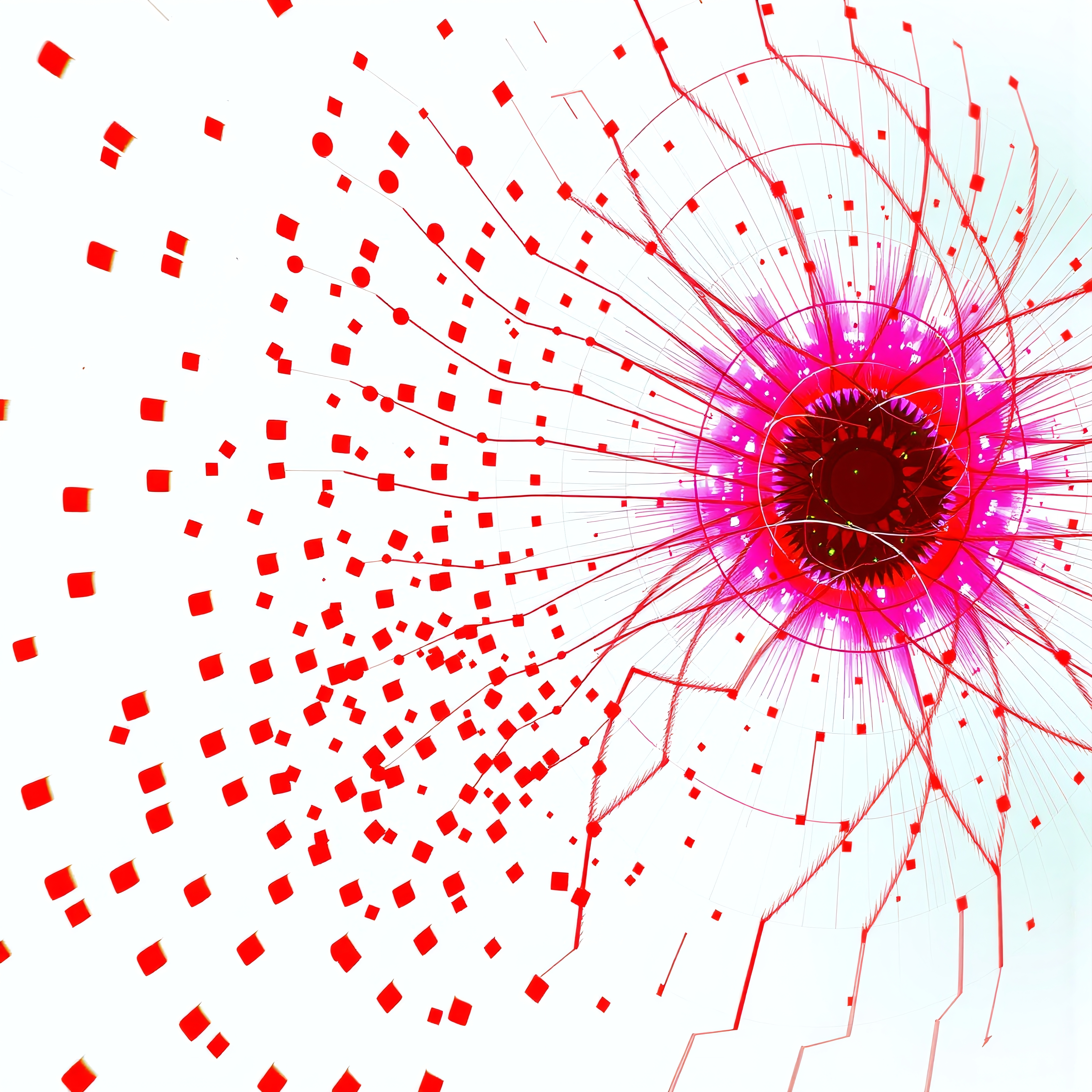 Abstract Digital Explosion in Red