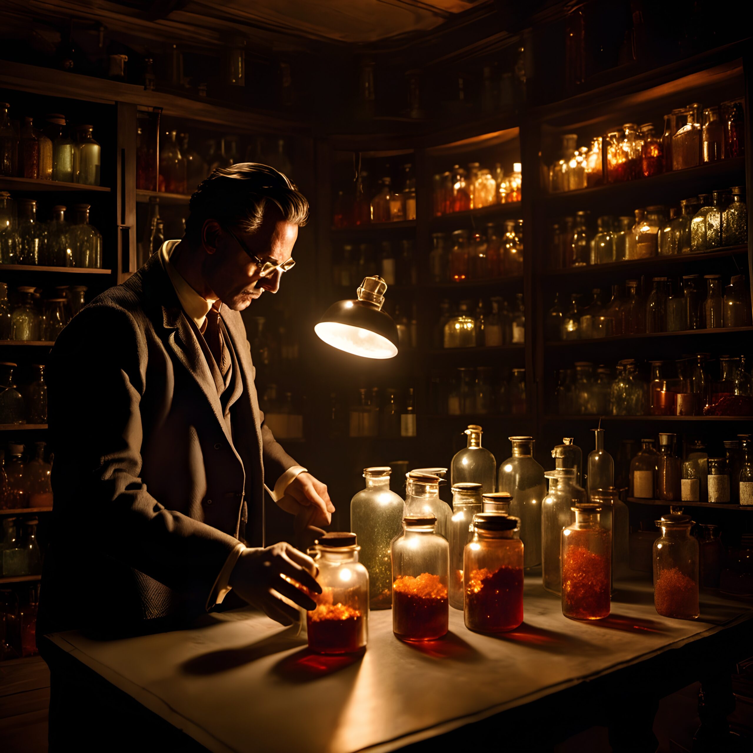 Apothecary Bottles And Warm Light