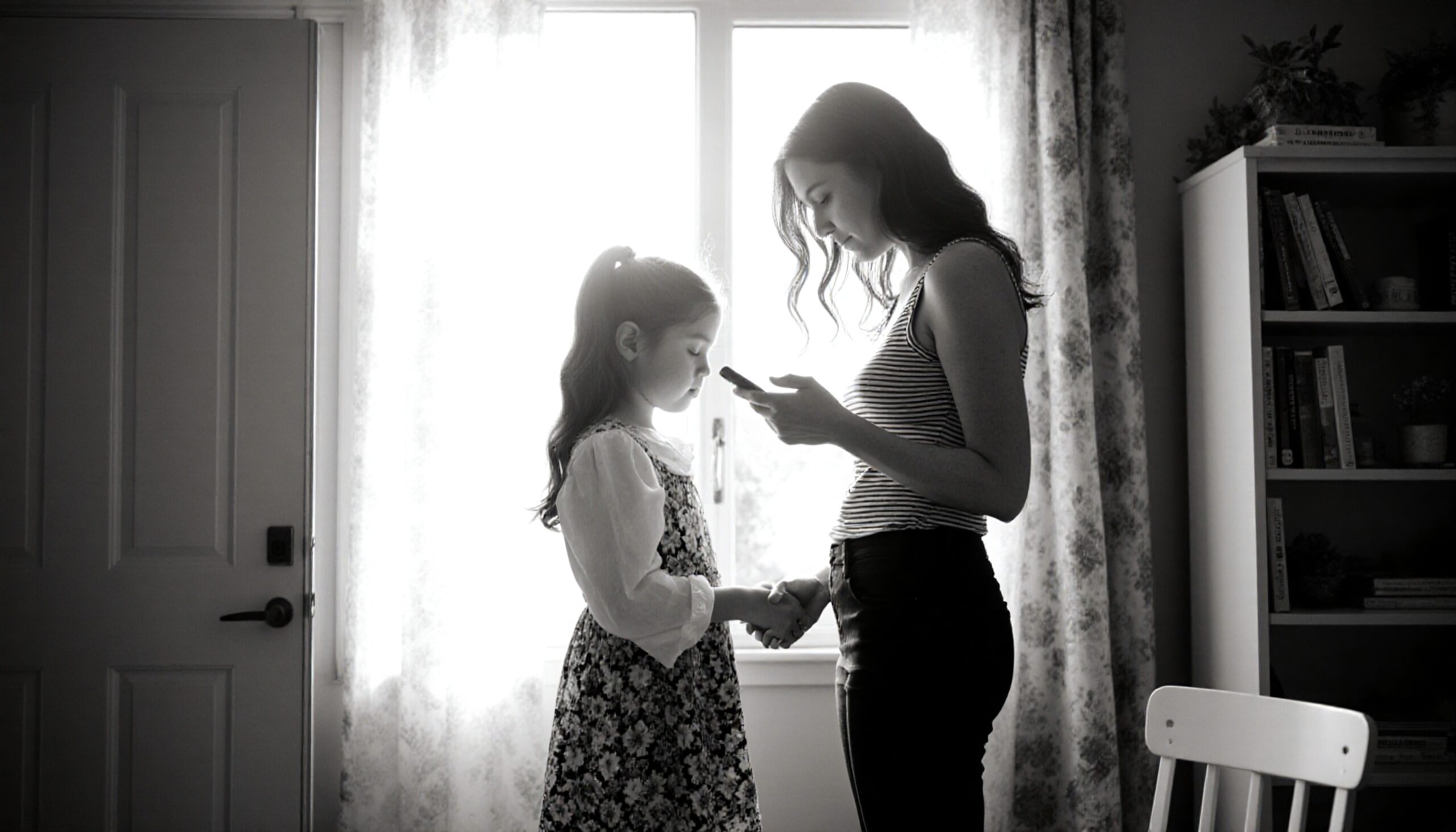 Mother and Daughter Quiet Moment
