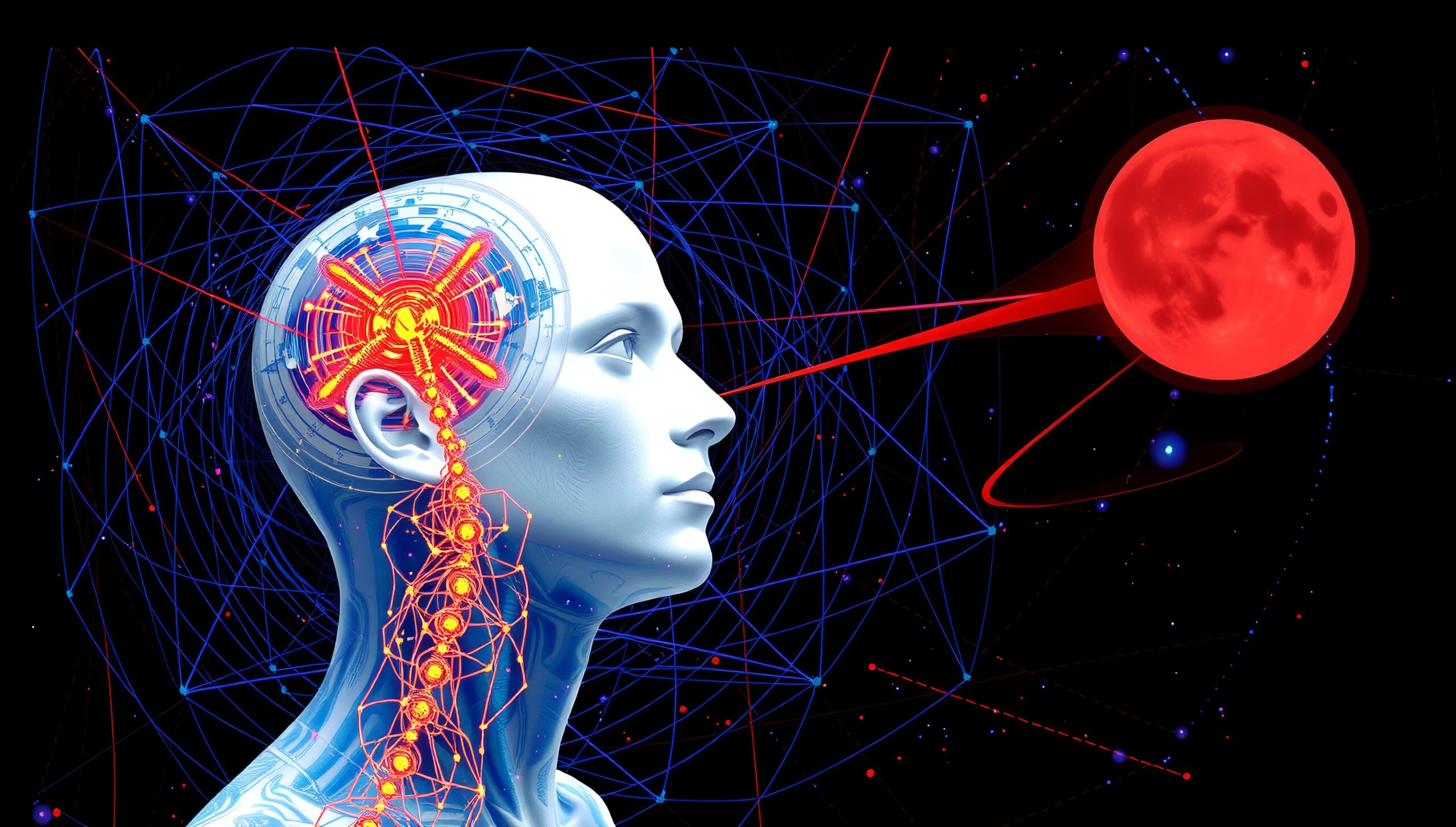 Futuristic Mind and Red Sphere