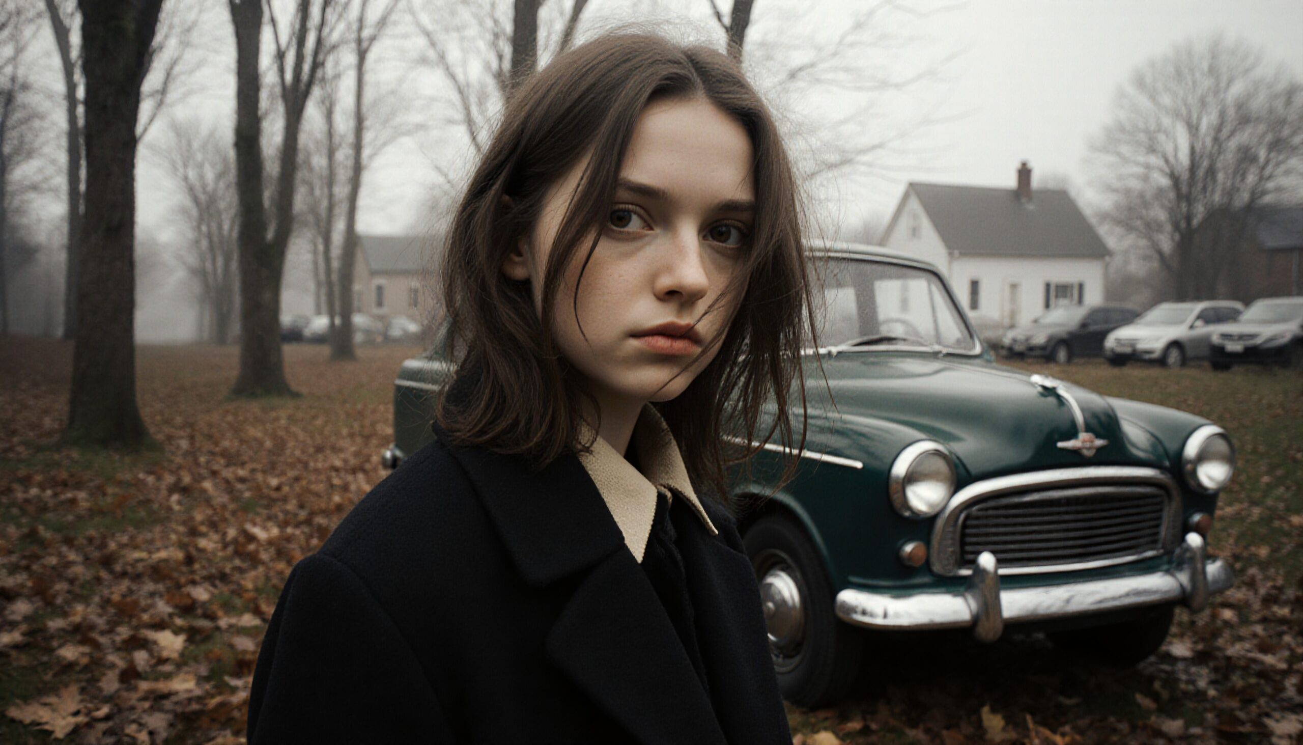 Pensive Young Woman in Autumn