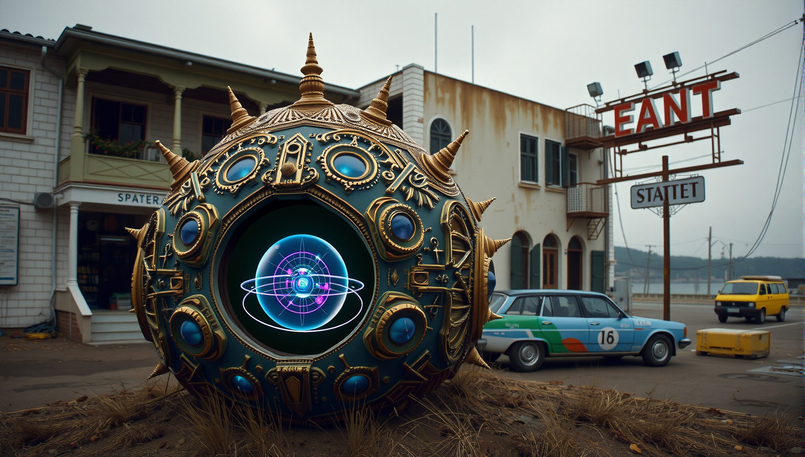 Orb in Vintage Street Scene