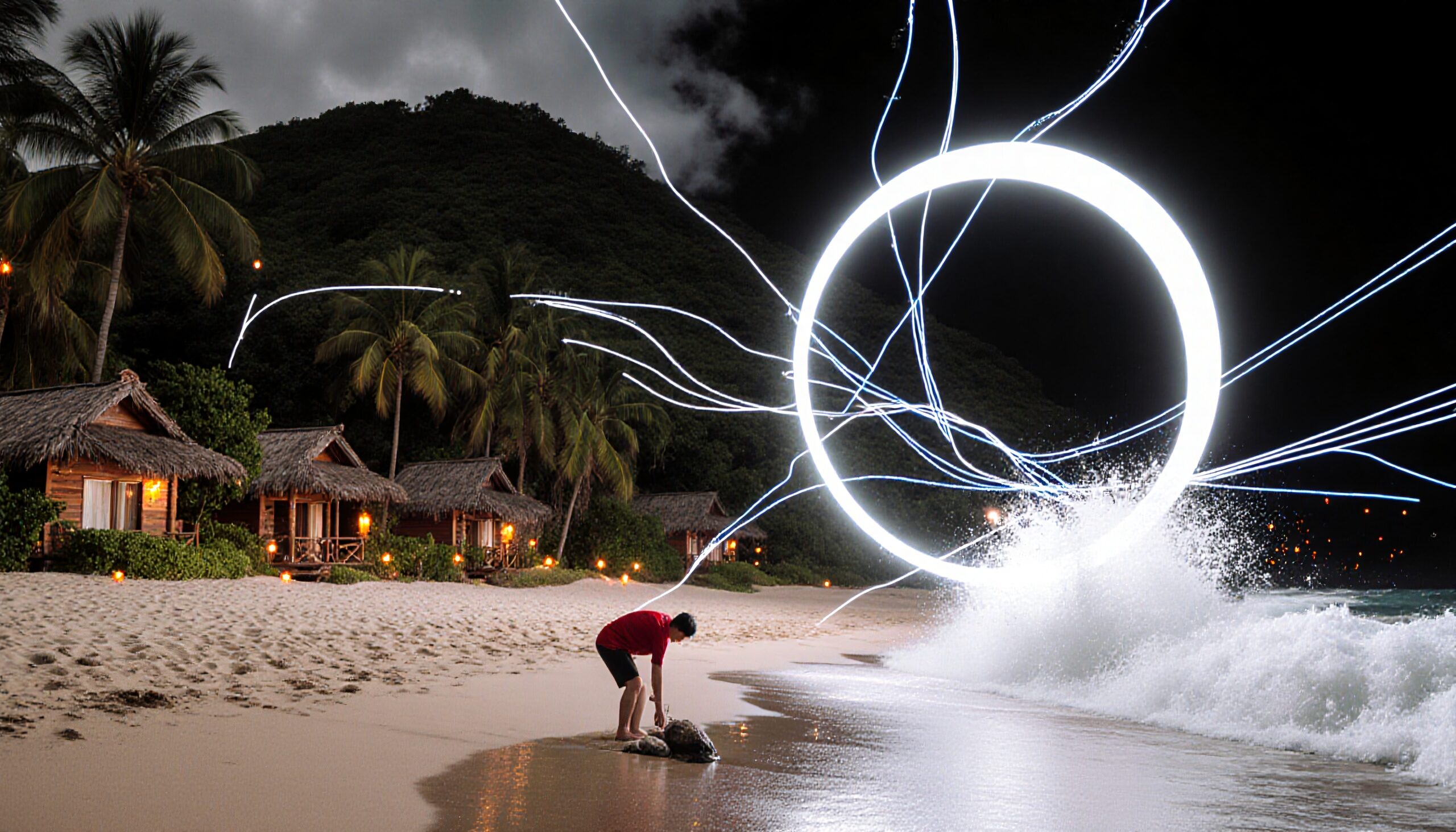 Mystical Nighttime Beach Encounter