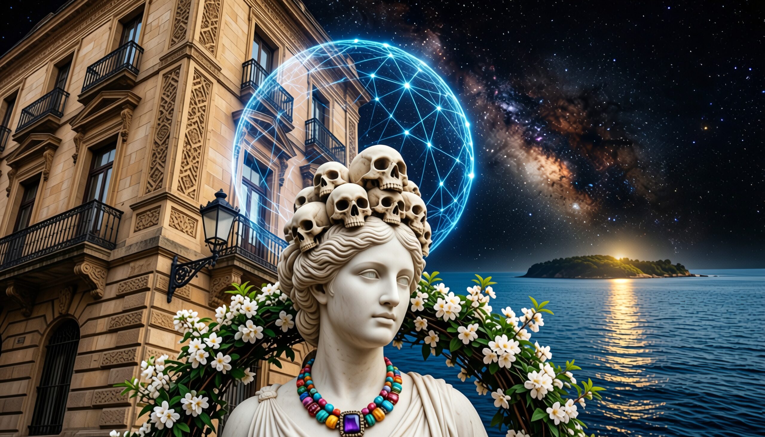 Statue with Skulls and Sphere