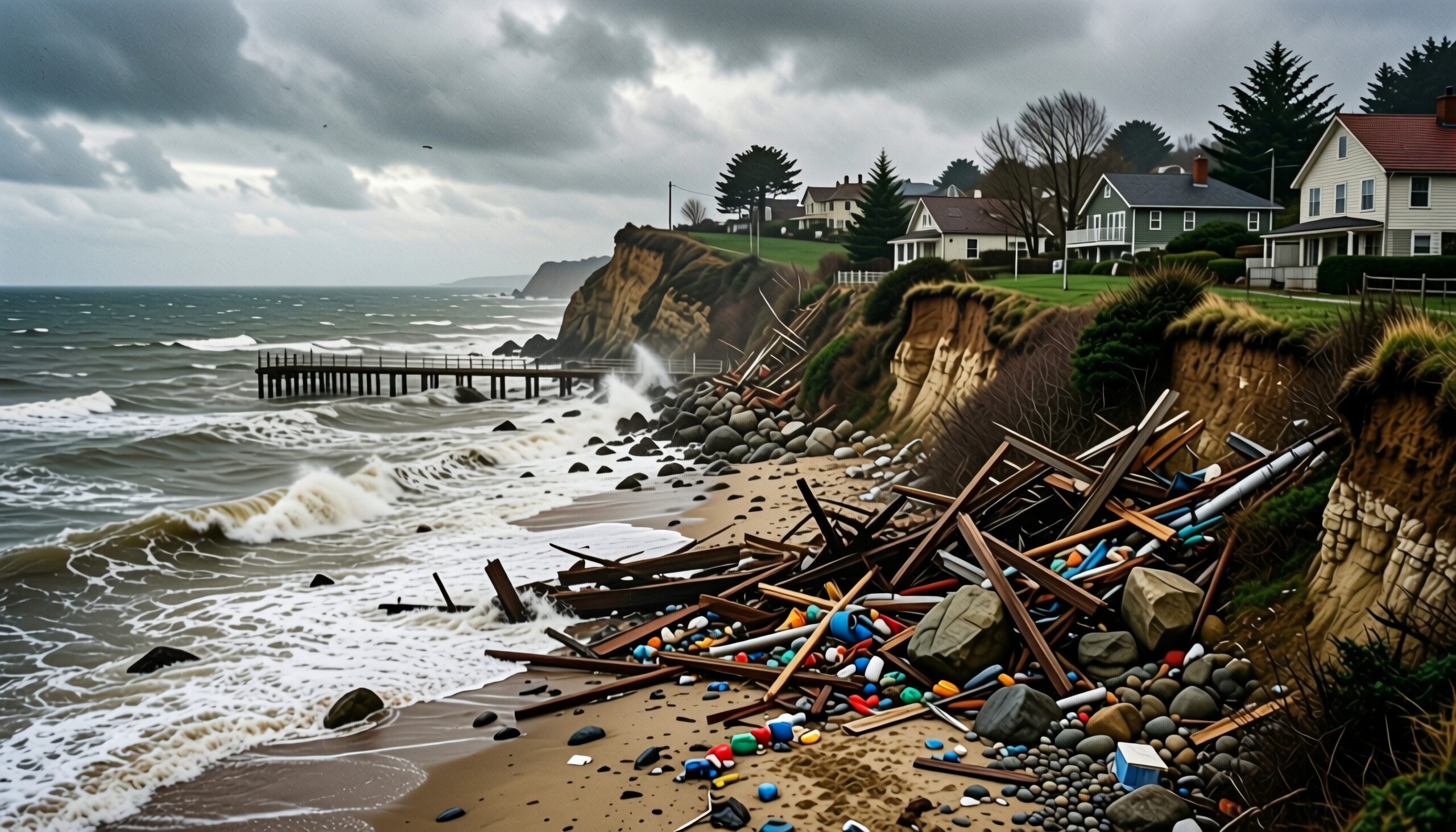 Erosion and Stormy Coastal Scene
