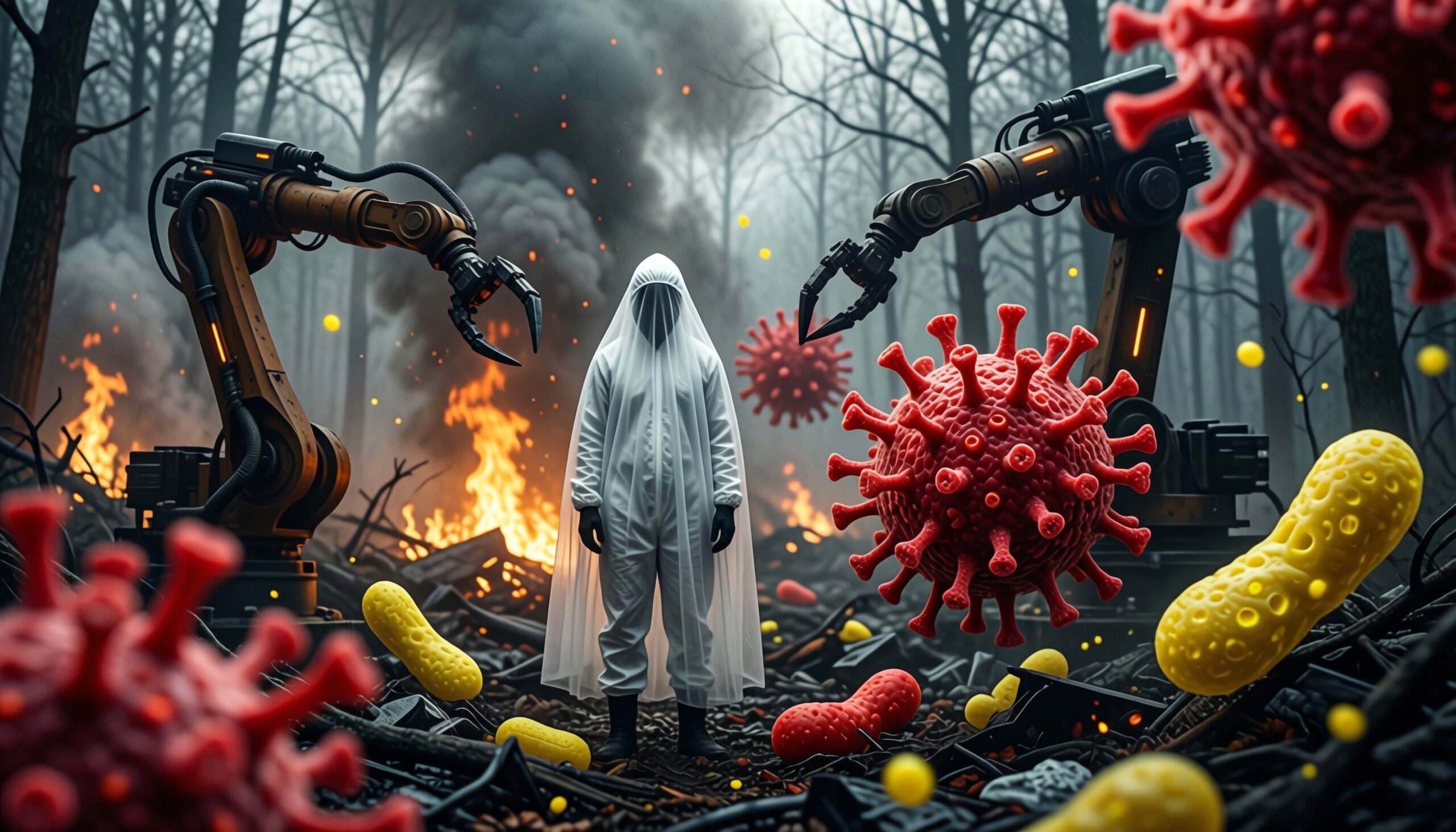 Dystopian technology-driven virus outbreak