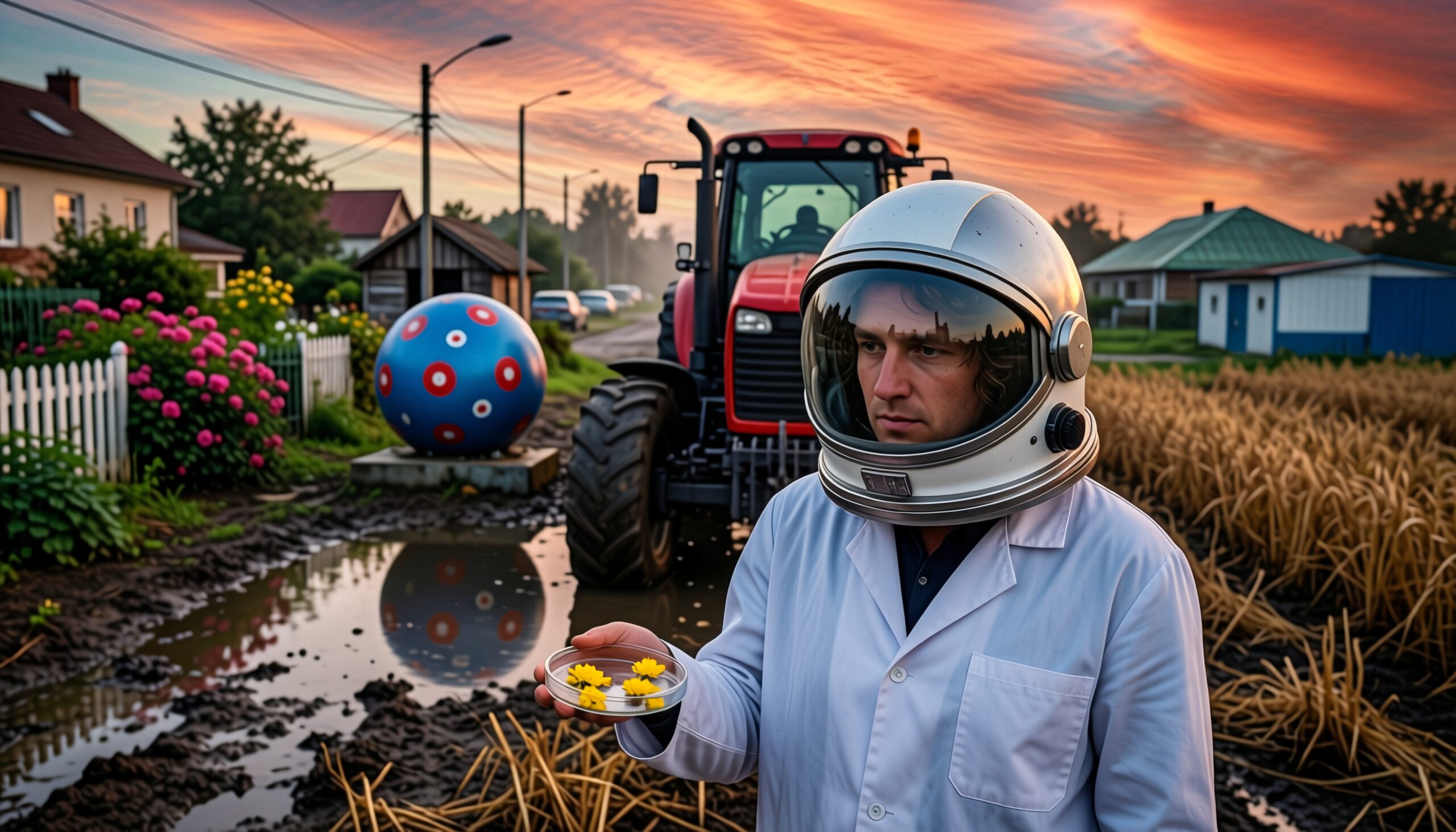 Astronaut in a Farm Setting