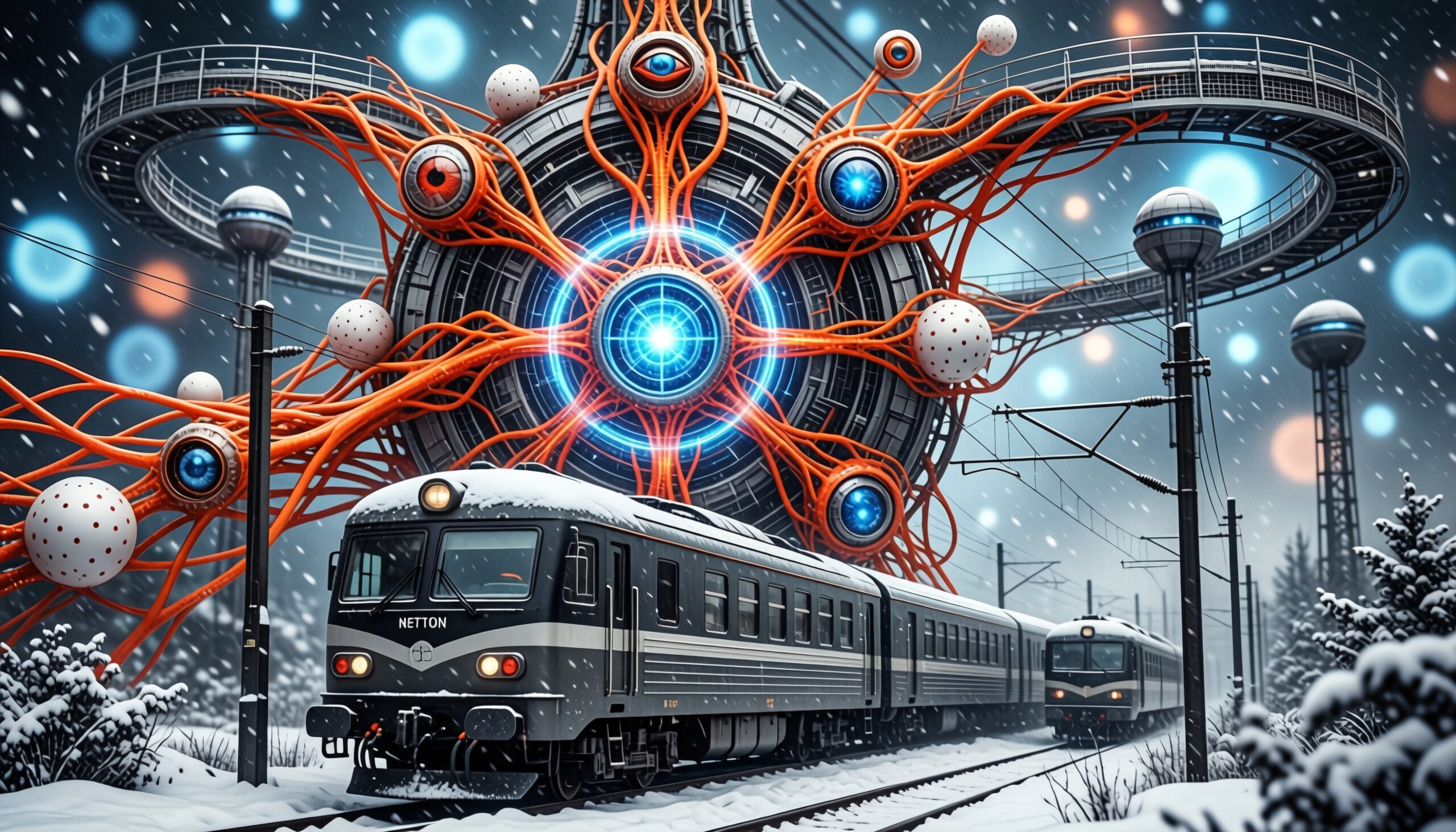 Wintery Futuristic Train and Structure