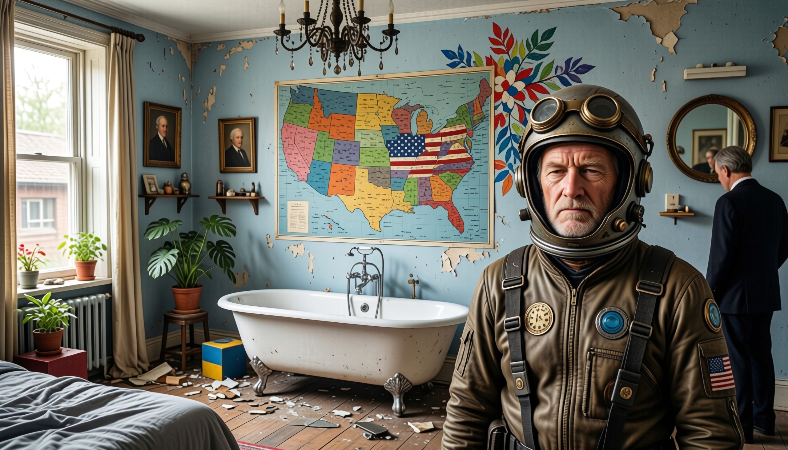 Astronaut in Eclectic Vintage Room