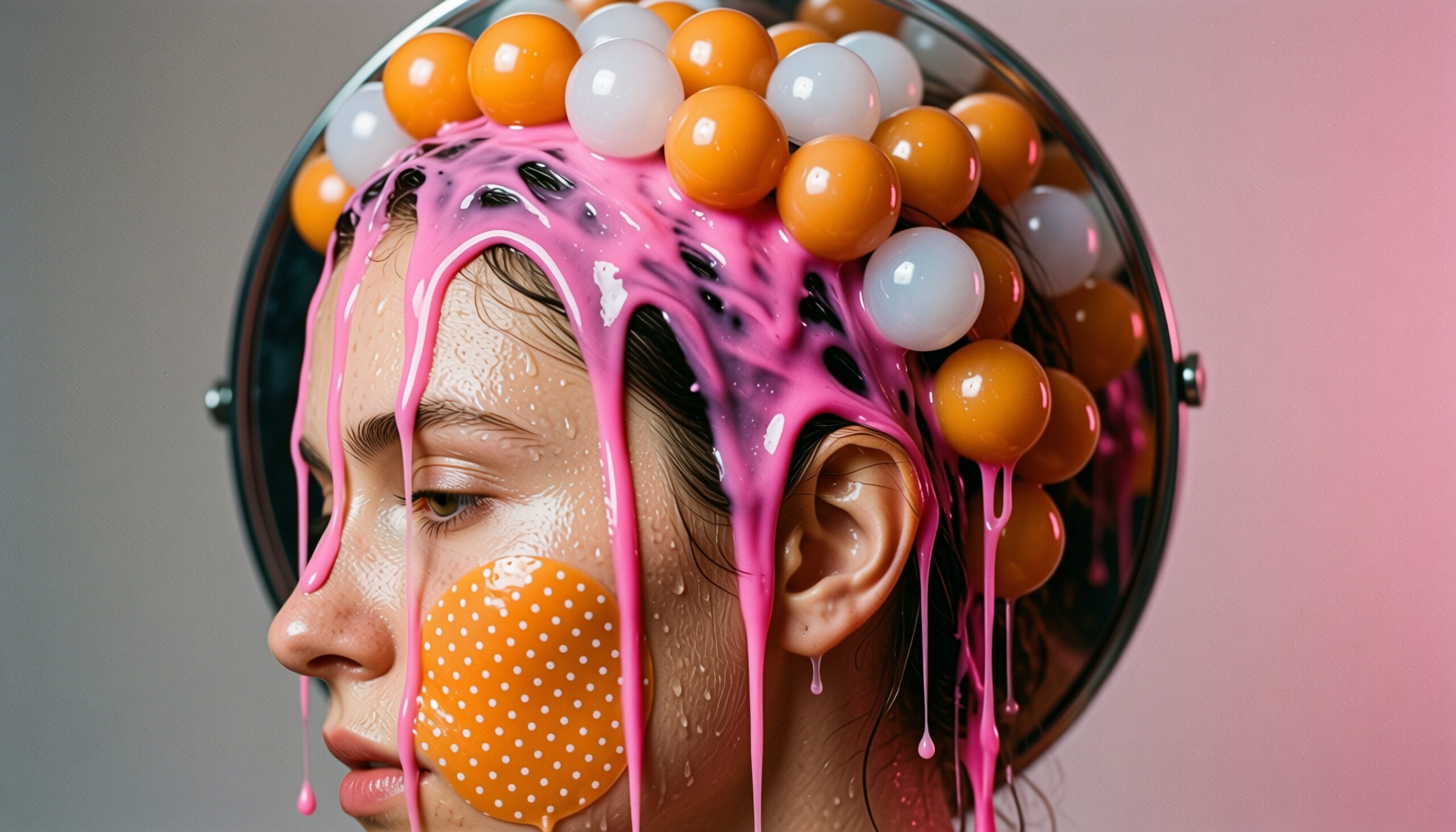 Surreal Headwear in Pink Drips