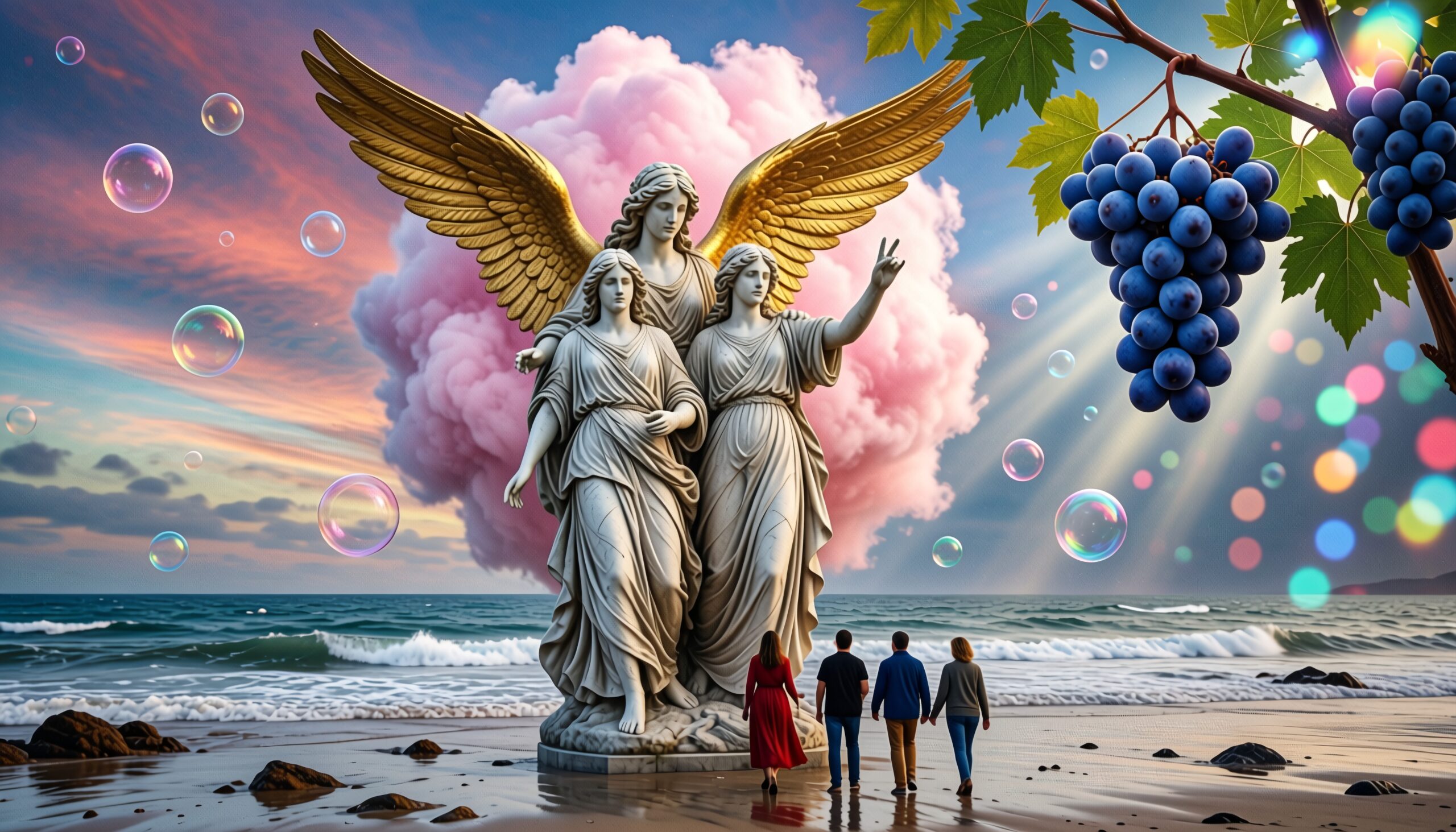 Enchanted Beach with Statues