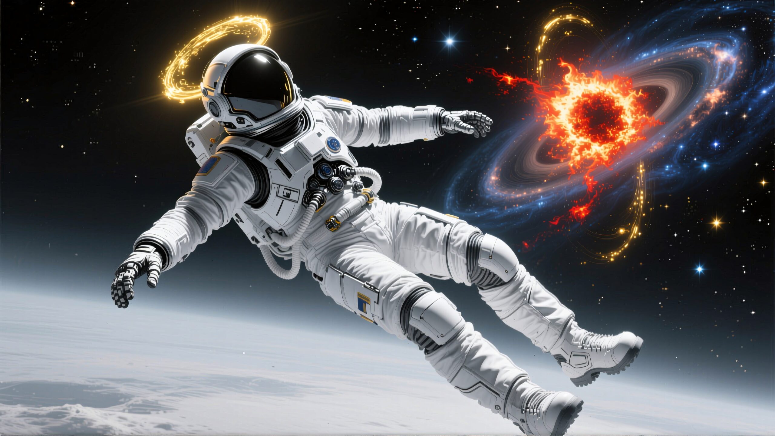 Cosmic Dance Astronaut and Black Hole