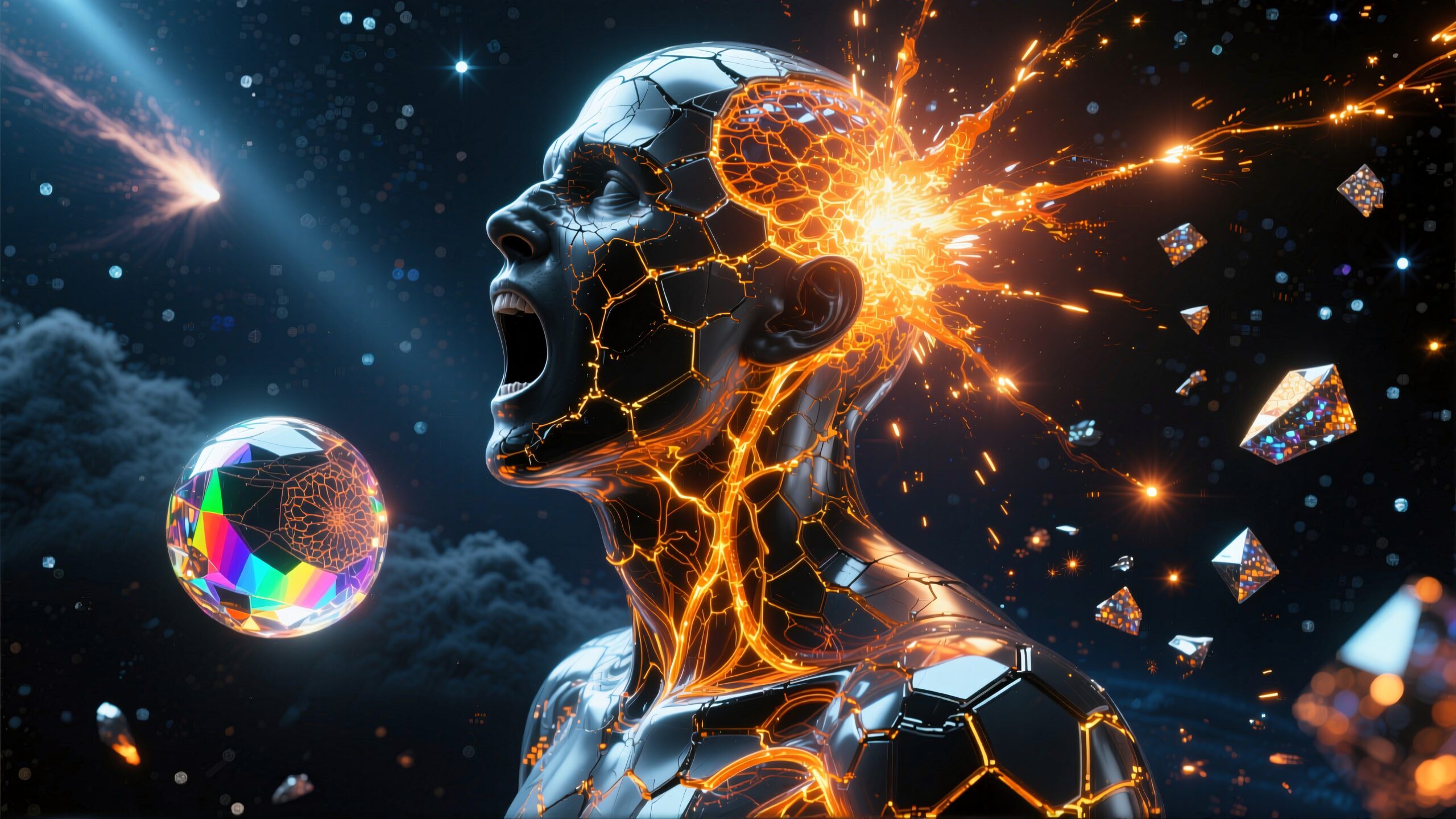 Futuristic Head Explosion Artwork
