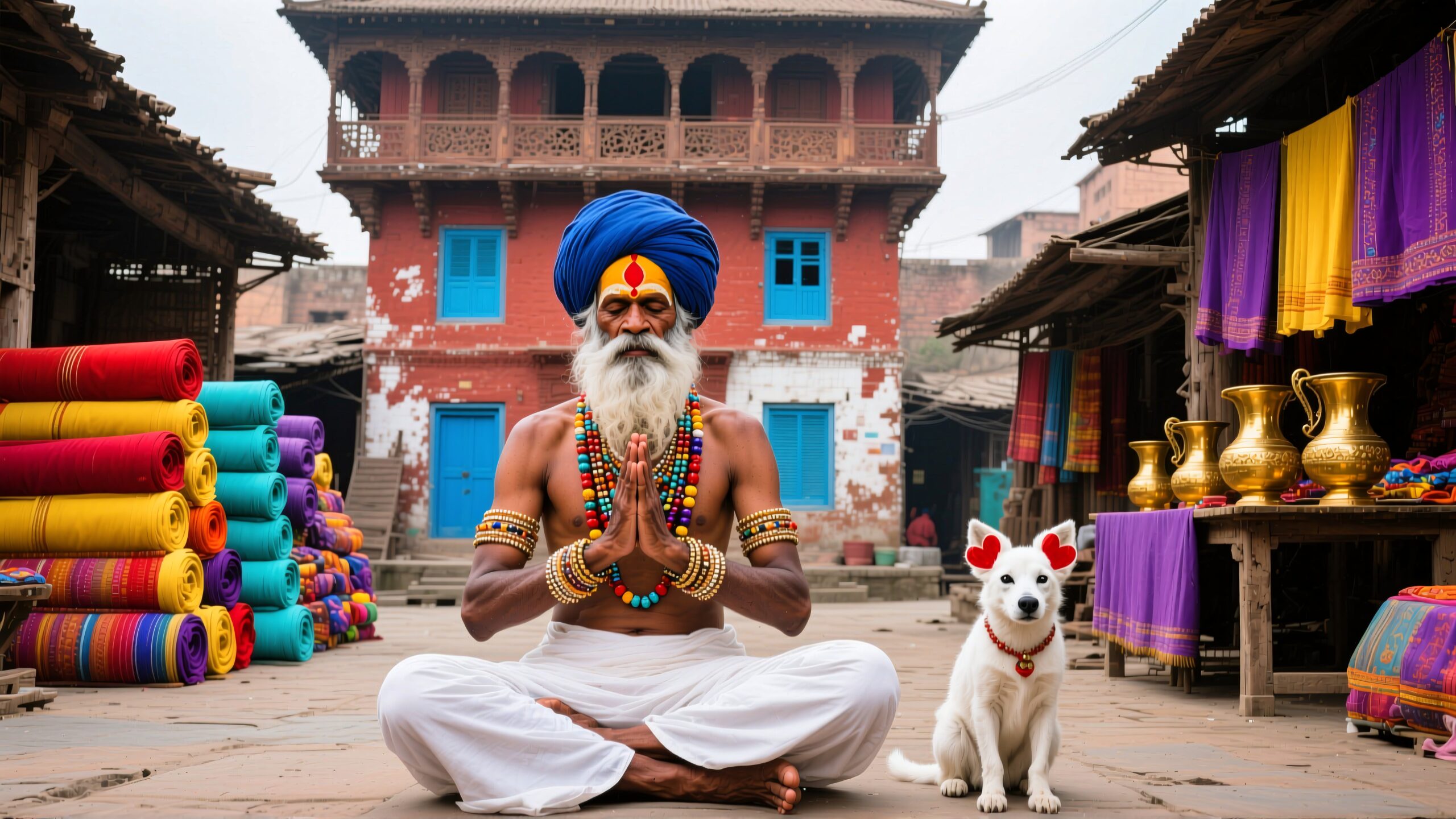 Meditation in a Vibrant Market