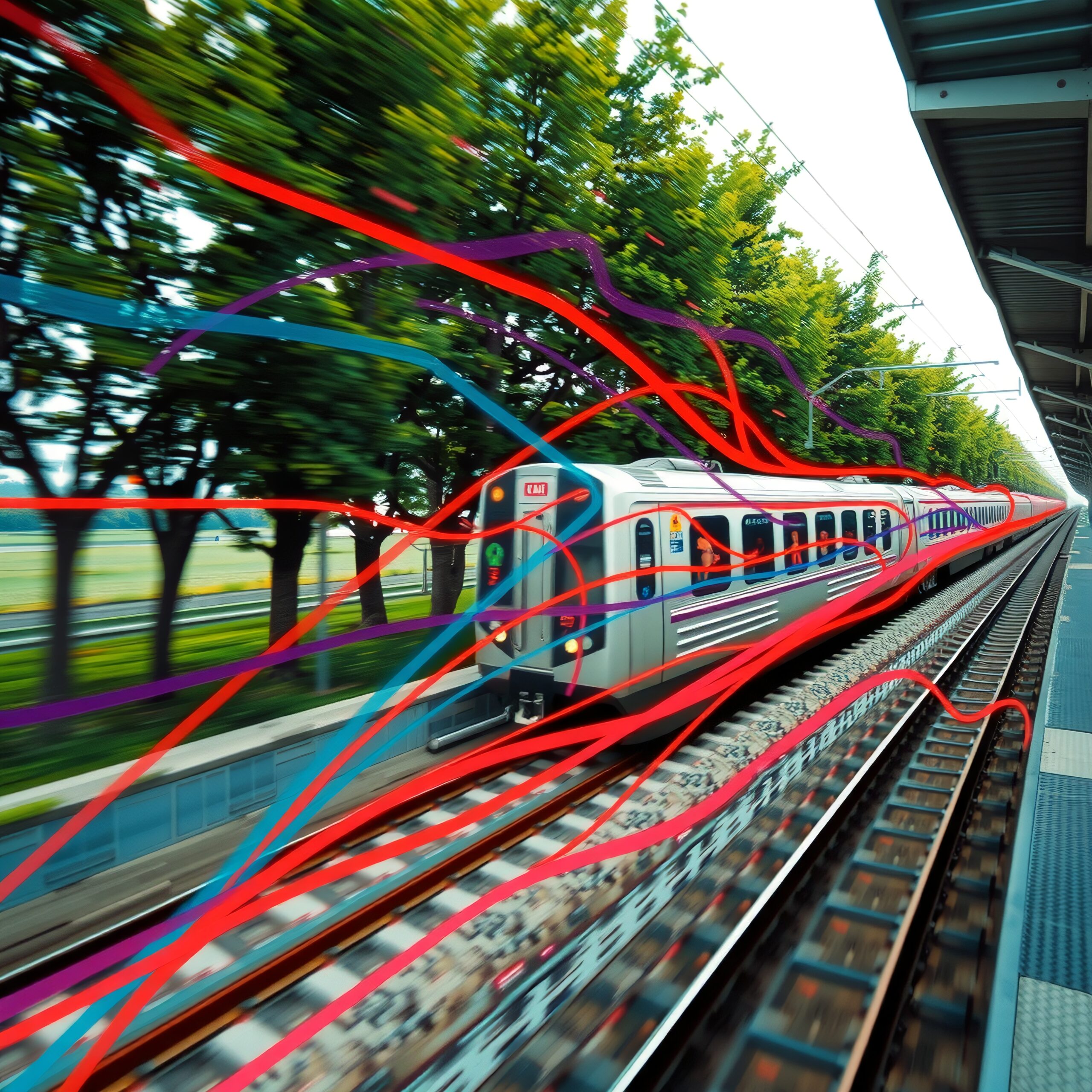 High-speed train in vibrant motion