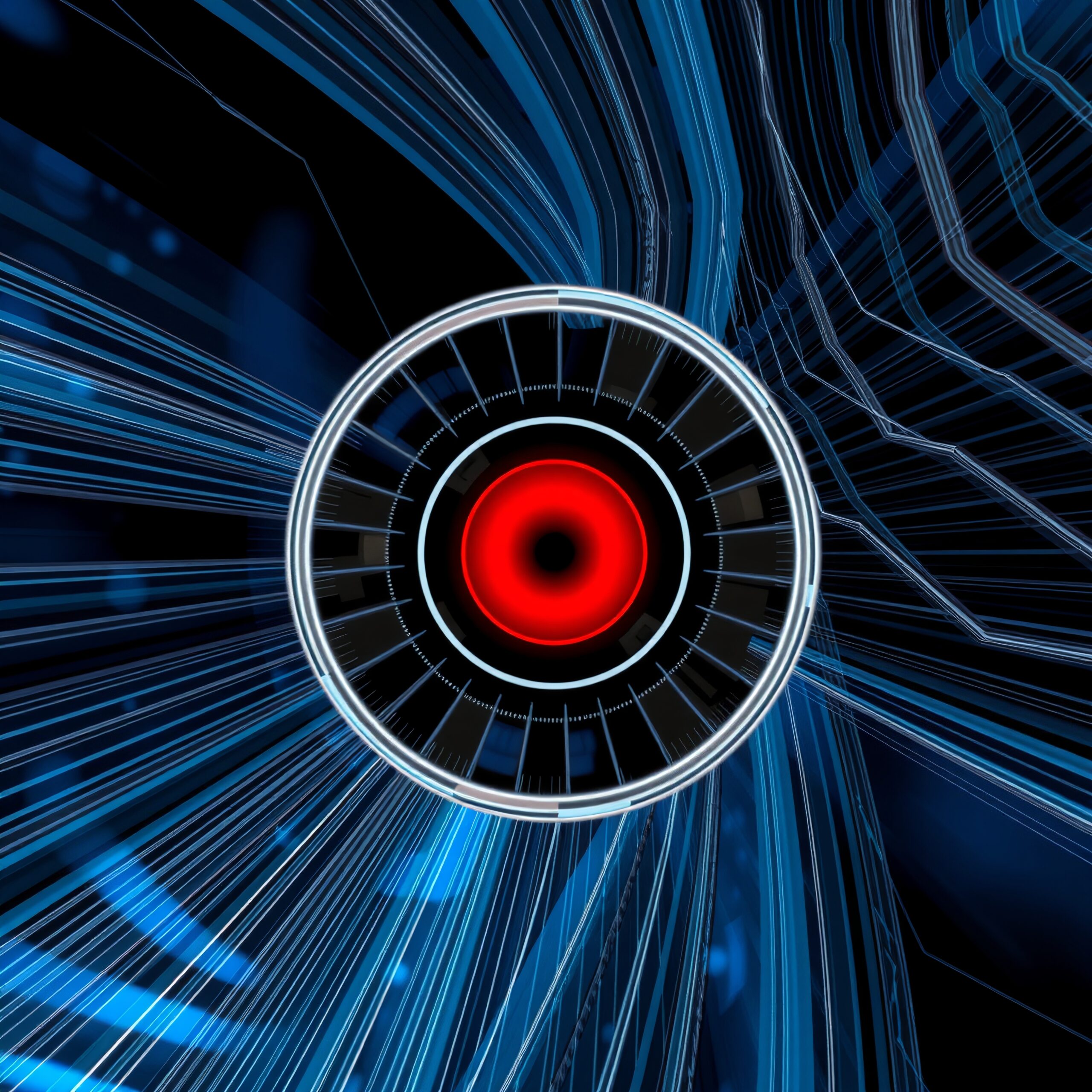 Futuristic Eye in Digital Tunnel