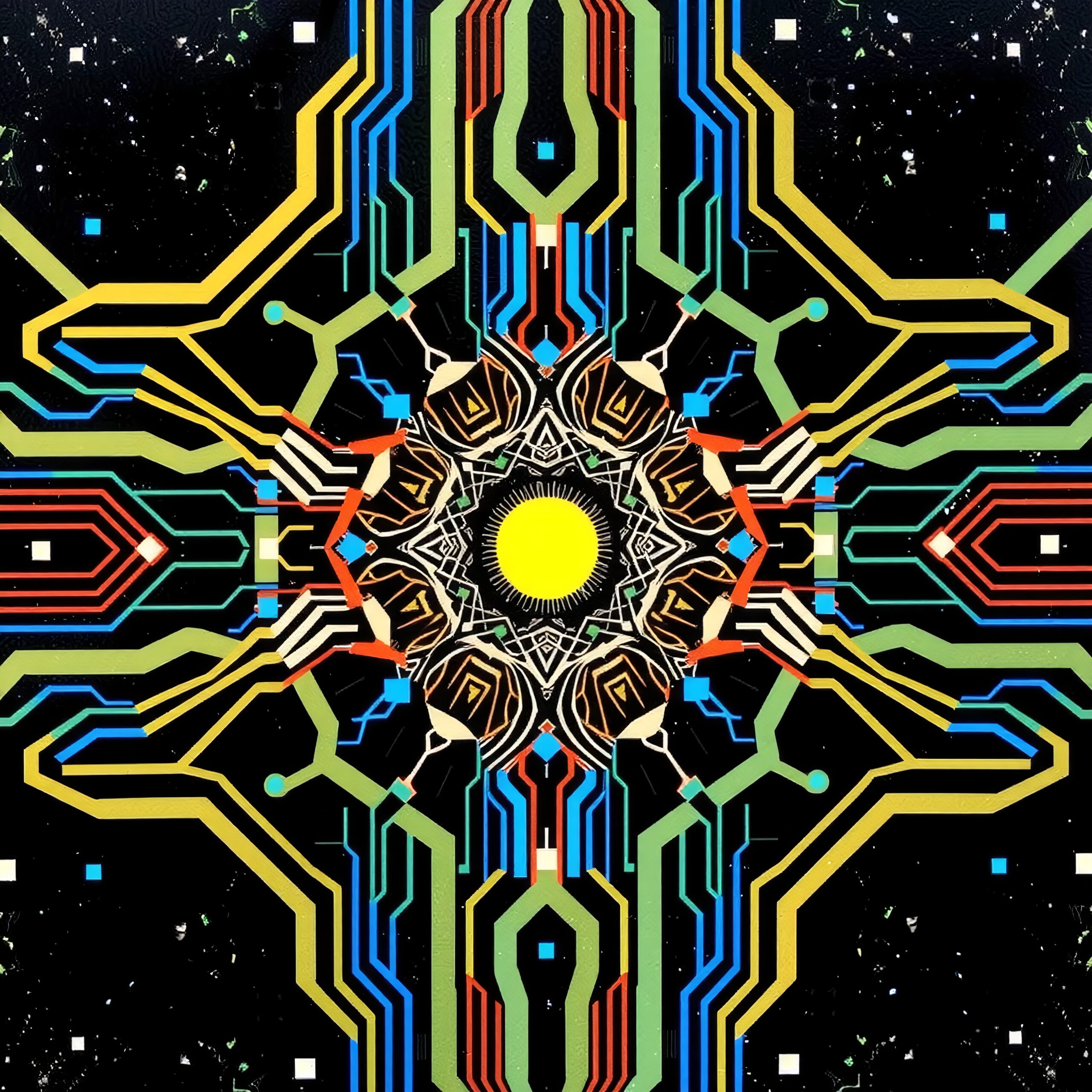 Circuit-Inspired Kaleidoscopic Art