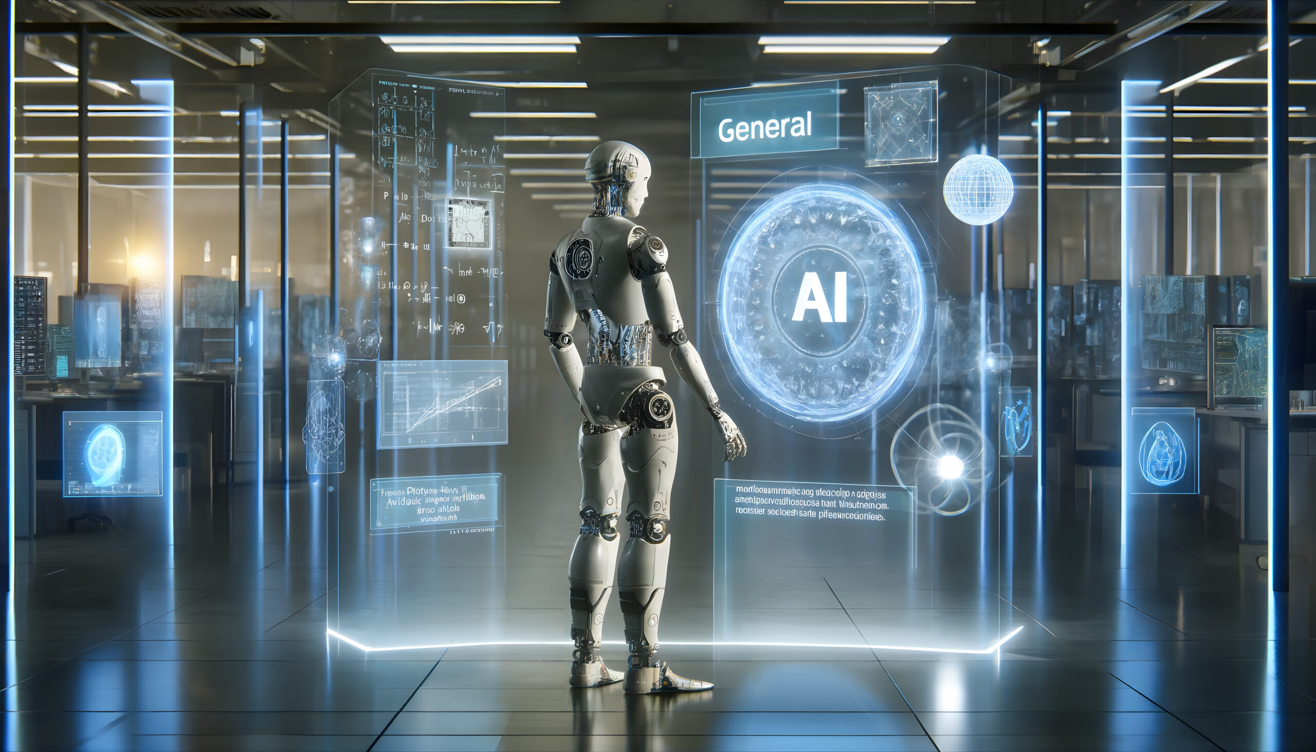 Futuristic Lab with Humanoid Robot