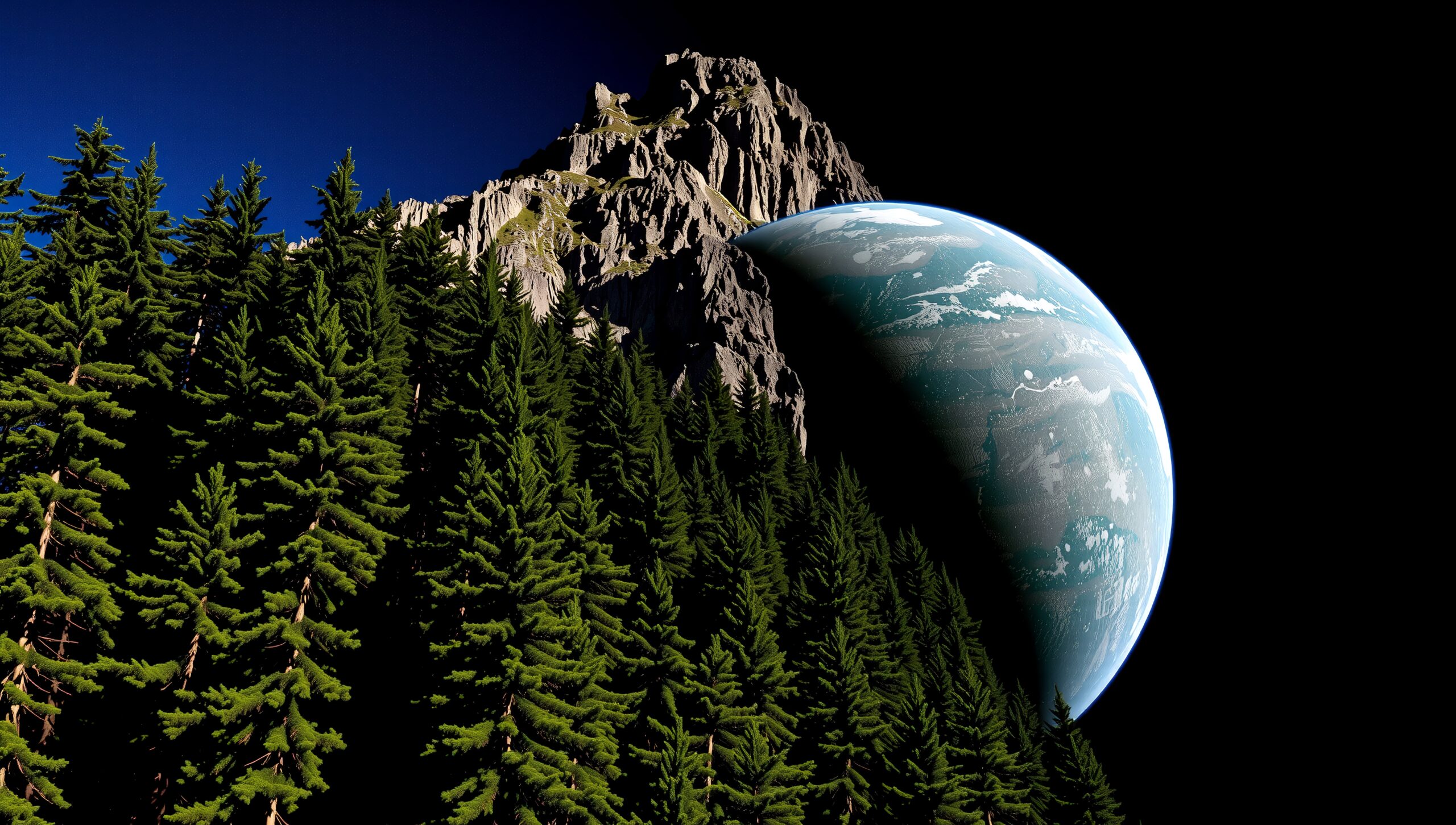 Earth Peeking Over Mountain Ridge