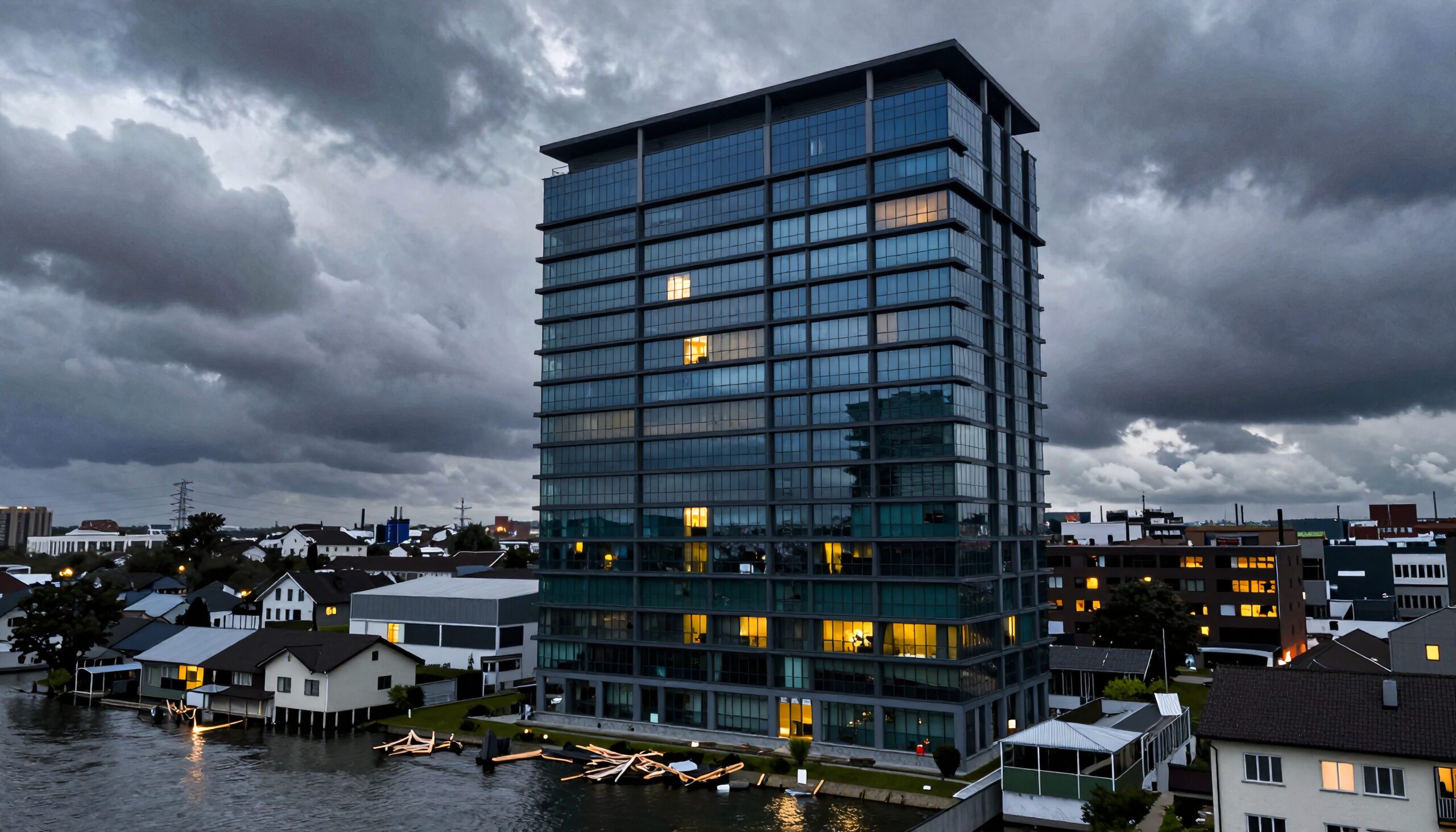 Skyscraper and Waterfront Reflections