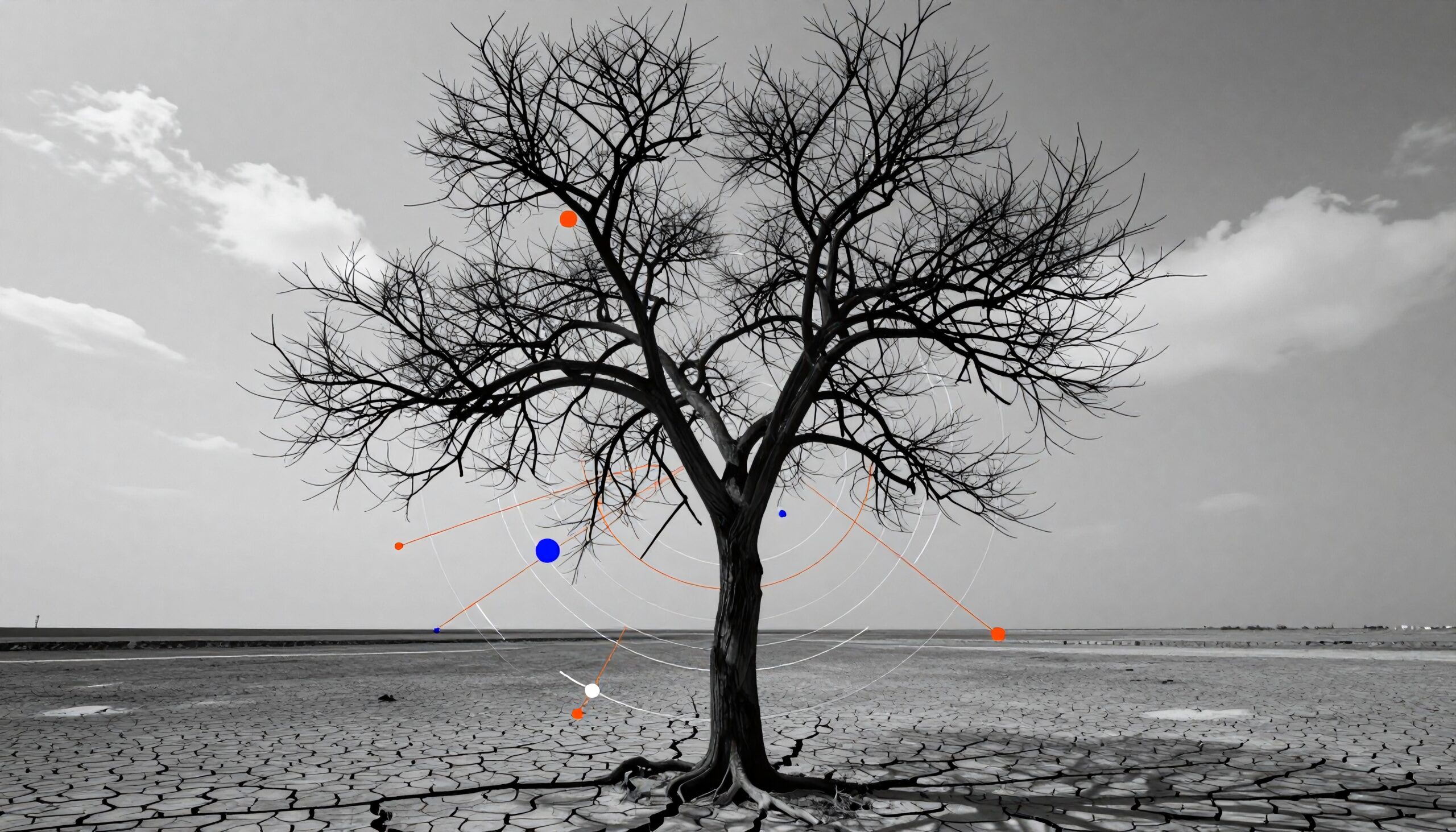 Surreal Tree in Arid Landscape