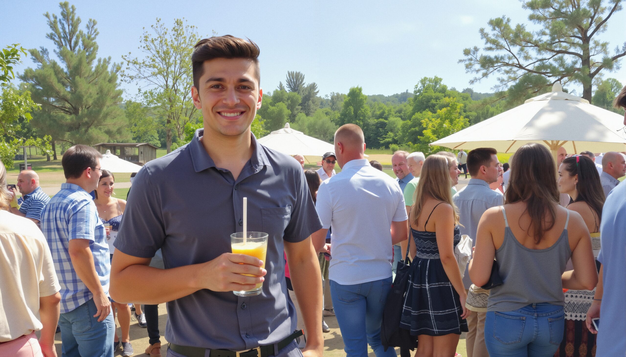 Outdoor Gathering with Refreshing Drinks