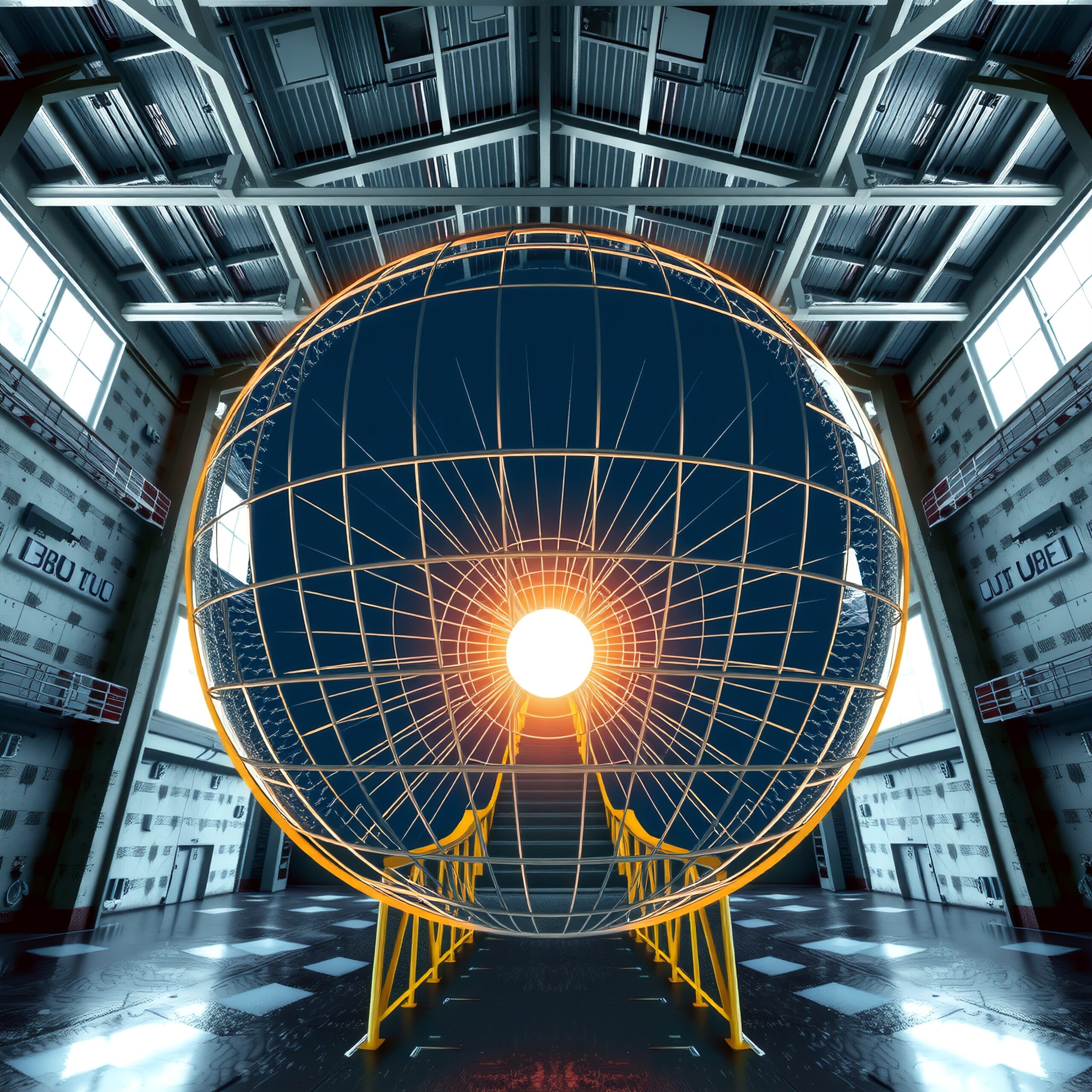 Futuristic Industrial Sphere Installation