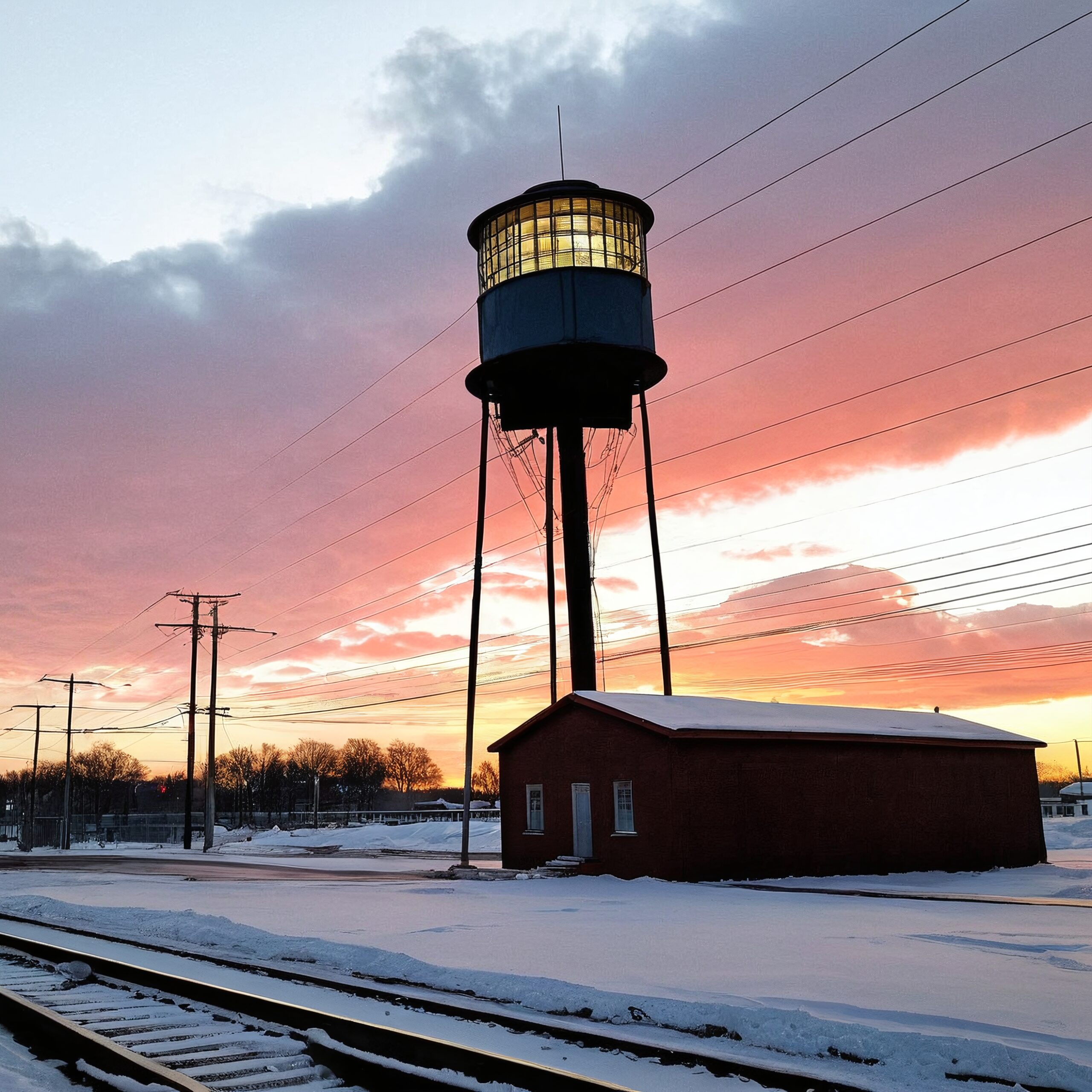 Vibrant Sunset Over Industrial Scene