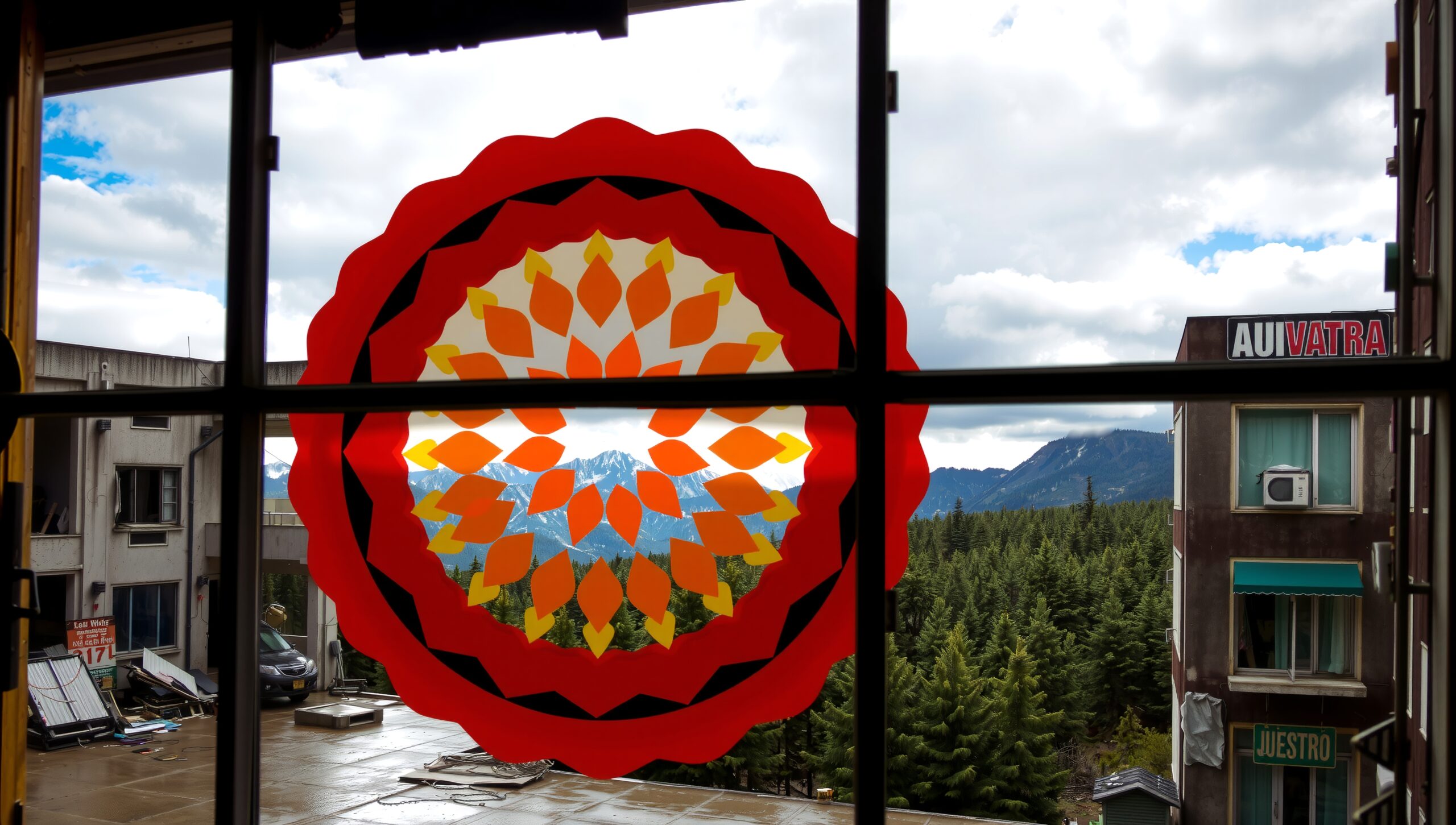 Colorful Mandala Overlooking Mountain View