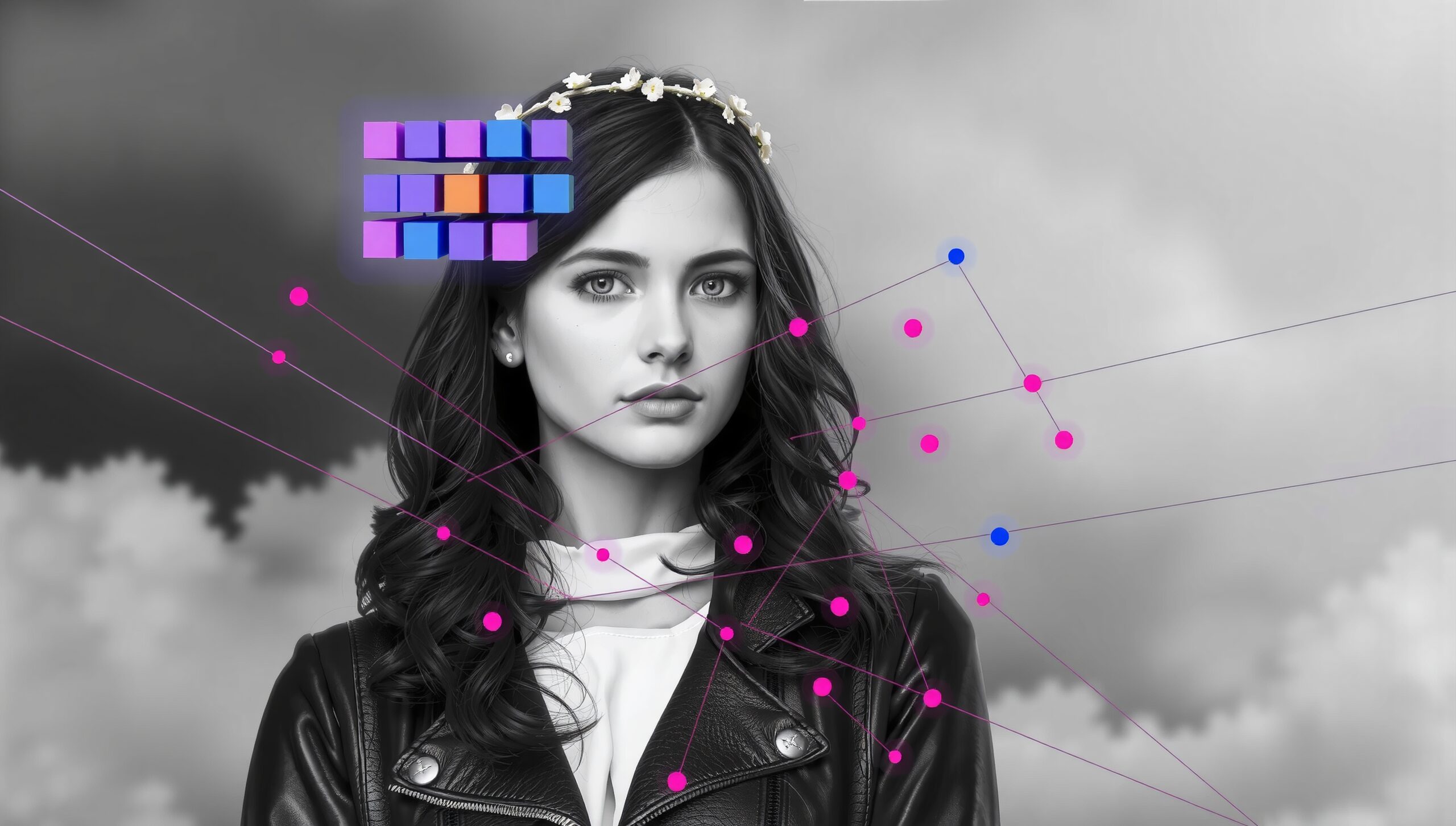 Futuristic Woman with Digital Overlay