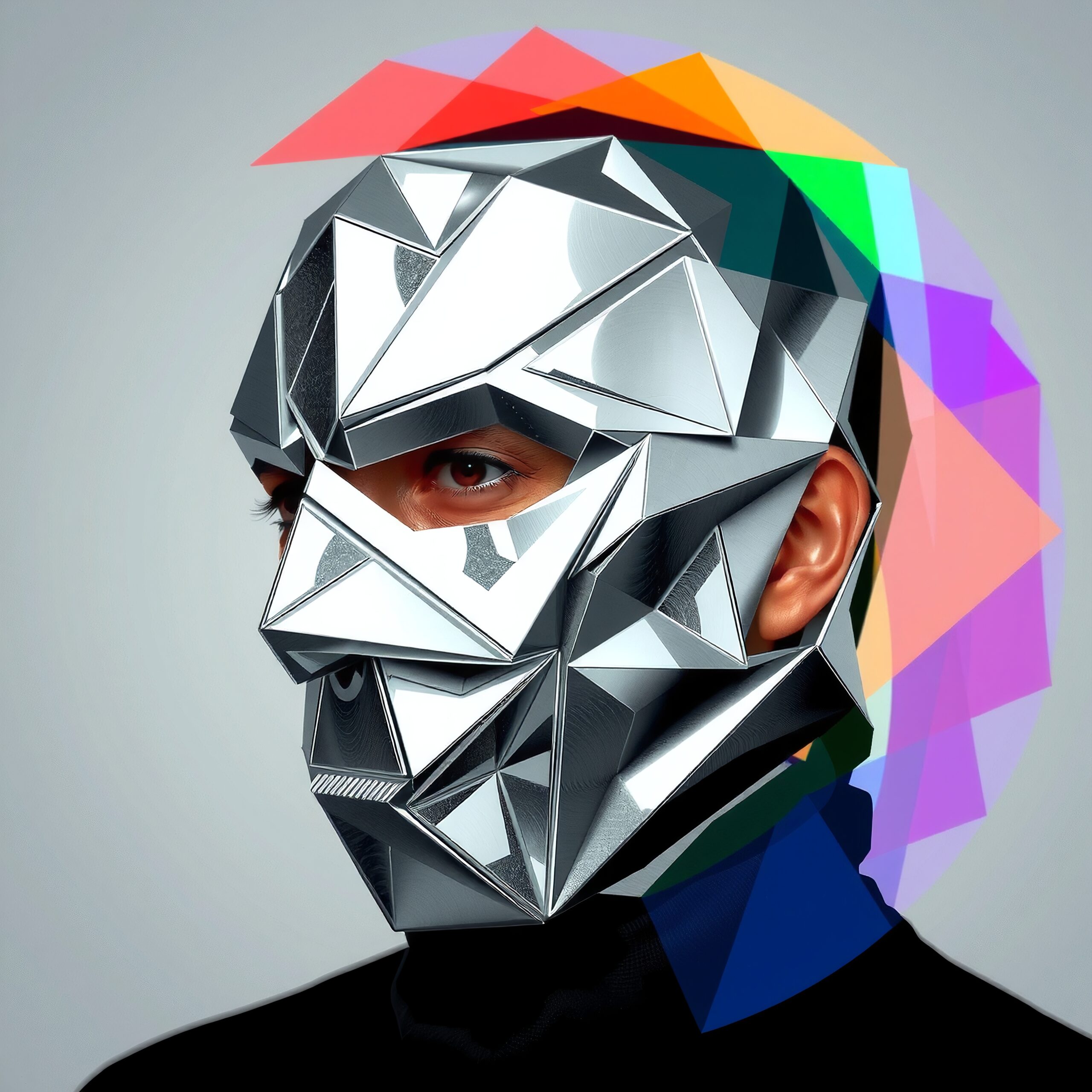 Futuristic Geometric Mask Portrait