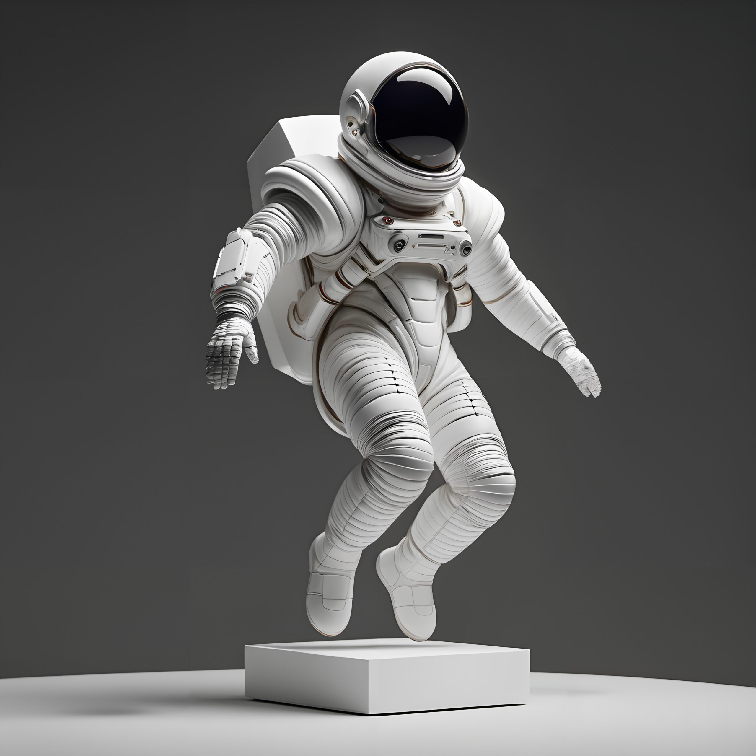 Realistic Astronaut Sculpture on Pedestal