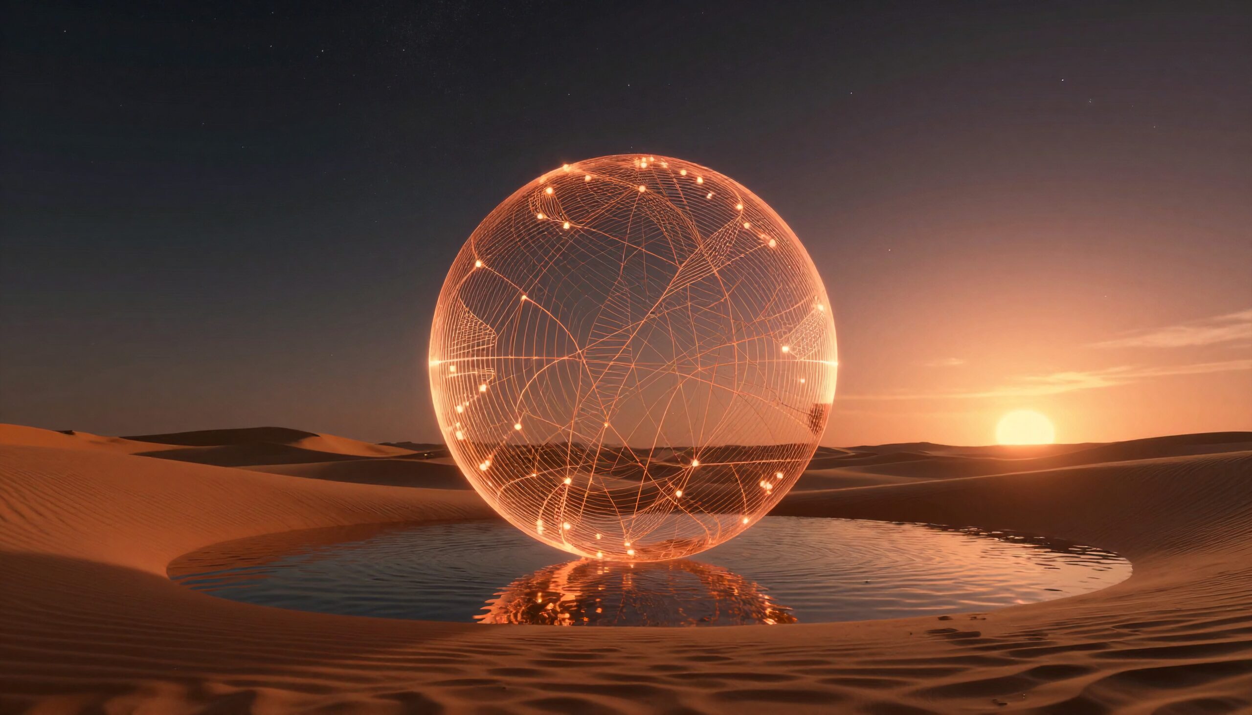 Futuristic Sphere in Desert Twilight