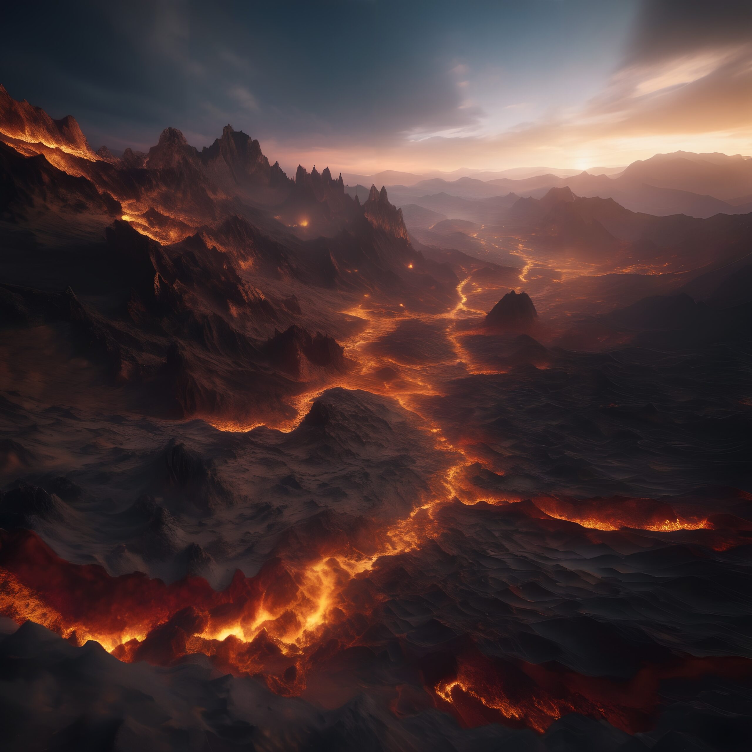 Lava Rivers and Fiery Peaks