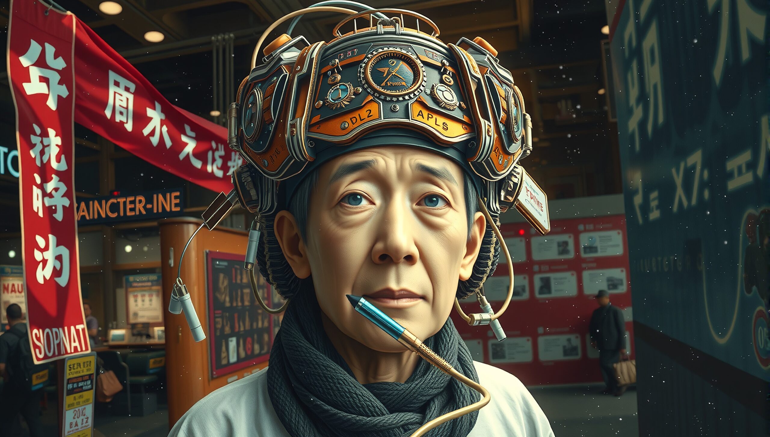 Futuristic Helmet in Urban Setting