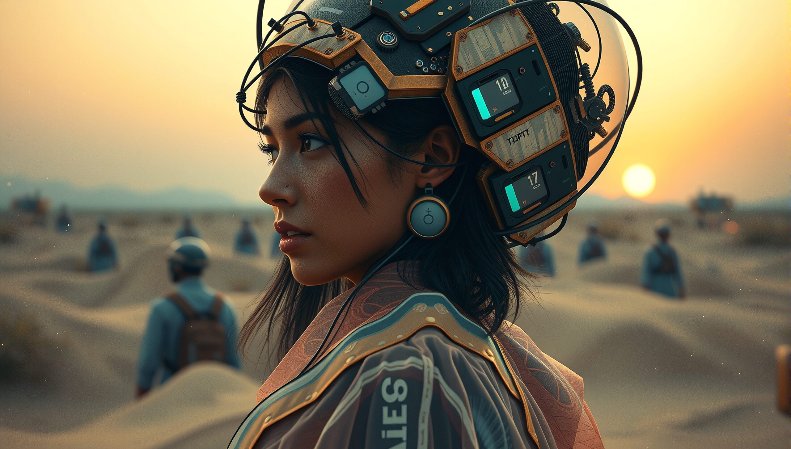 Cyber Explorer in Sunset Desert