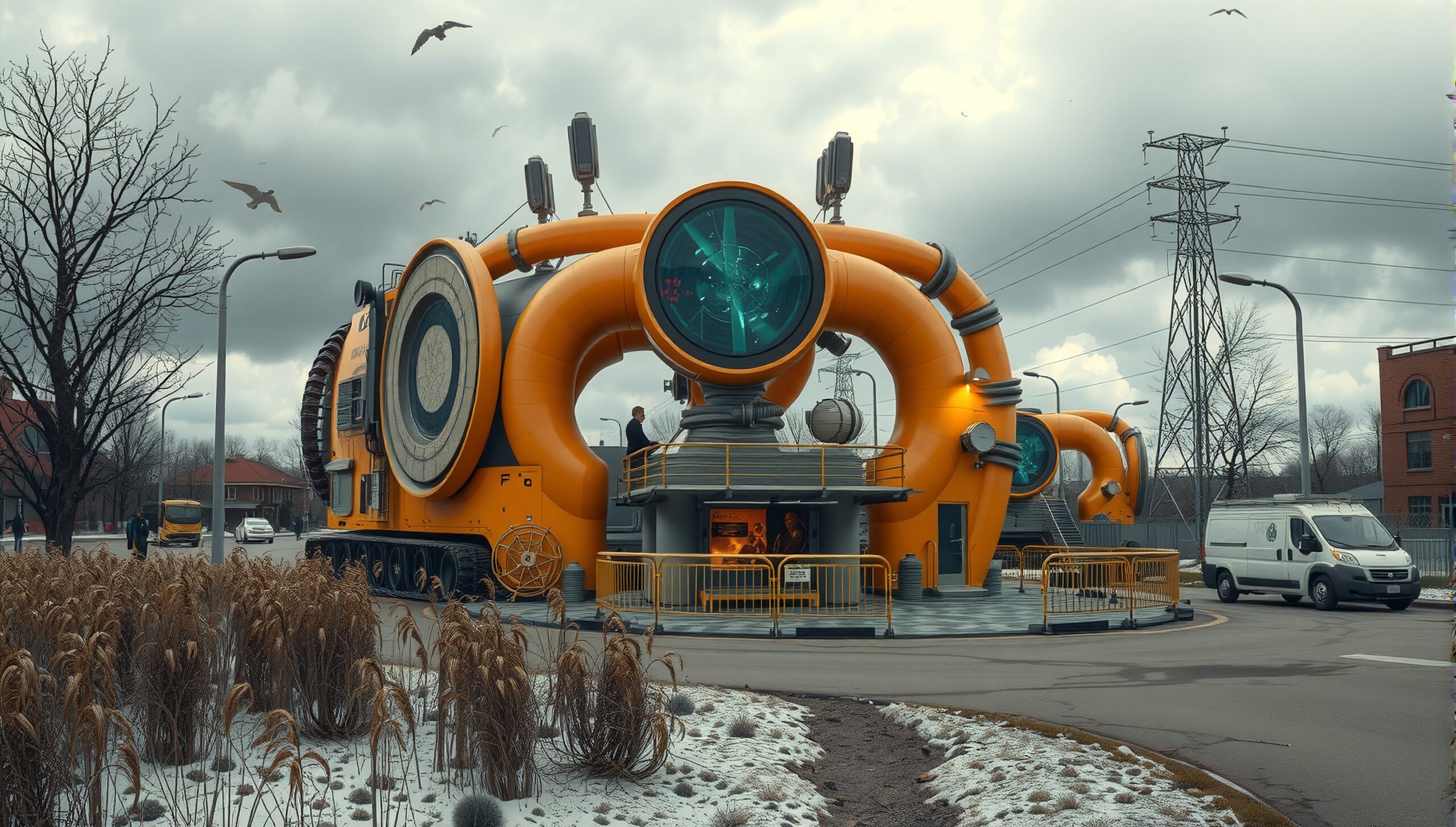 Futuristic Urban Machine in Snow