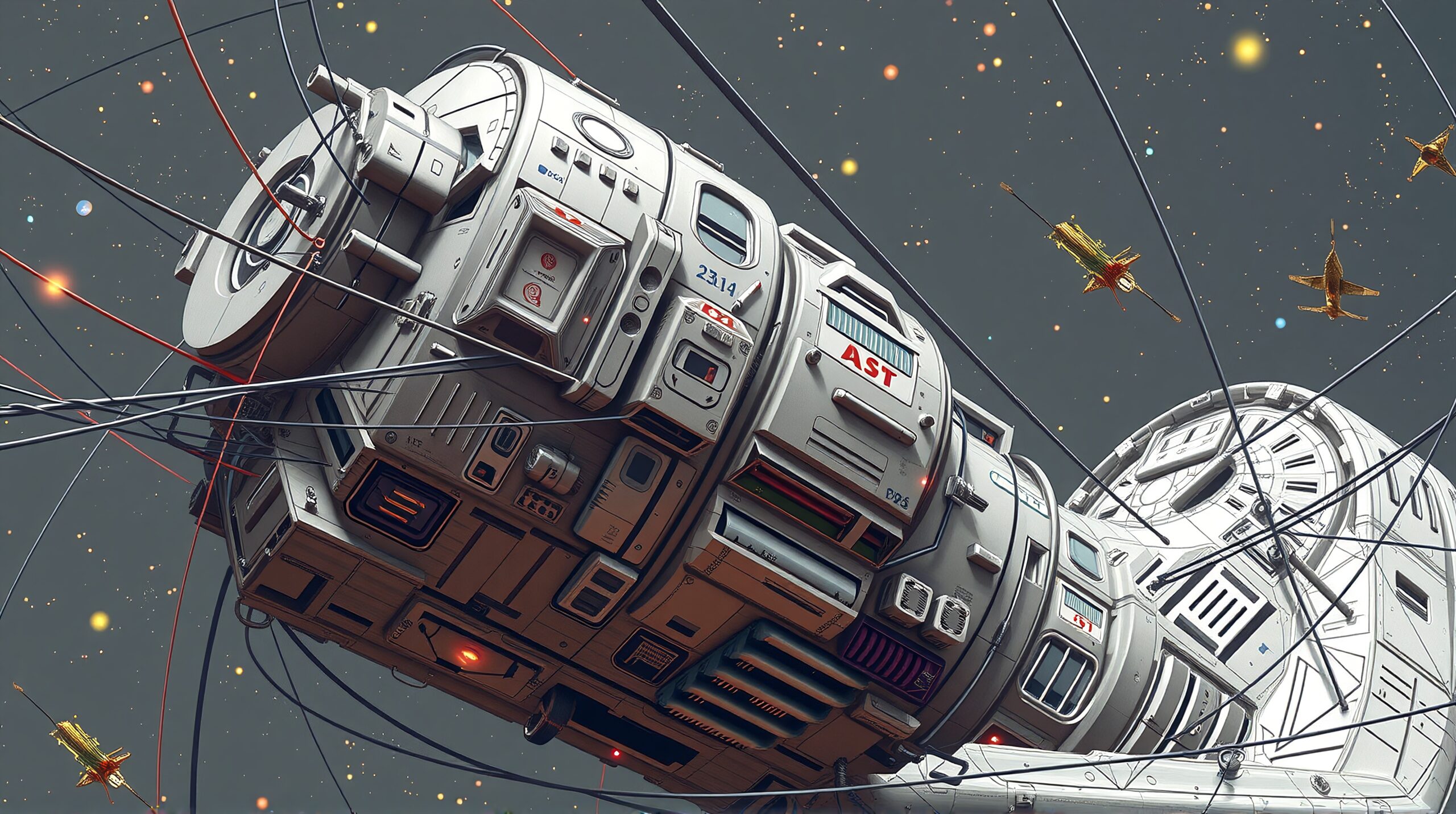 Space Station and Starry Background