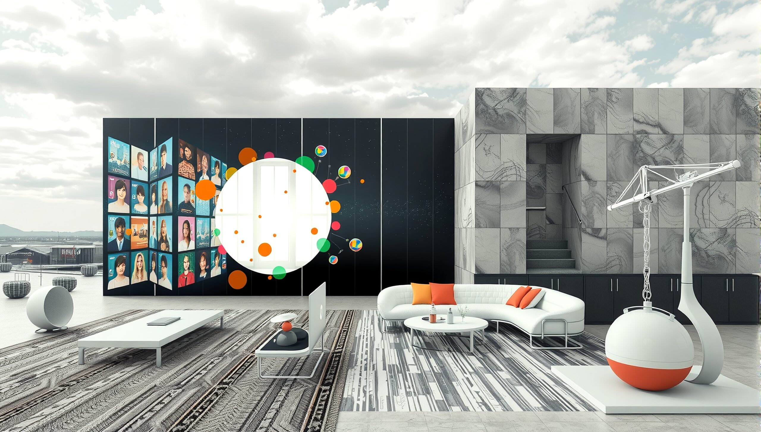 Futuristic rooftop lounge design