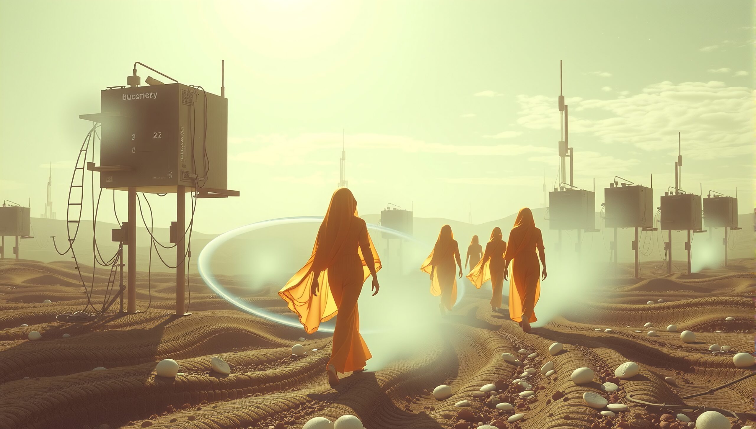 Mystical March in Futuristic Desert