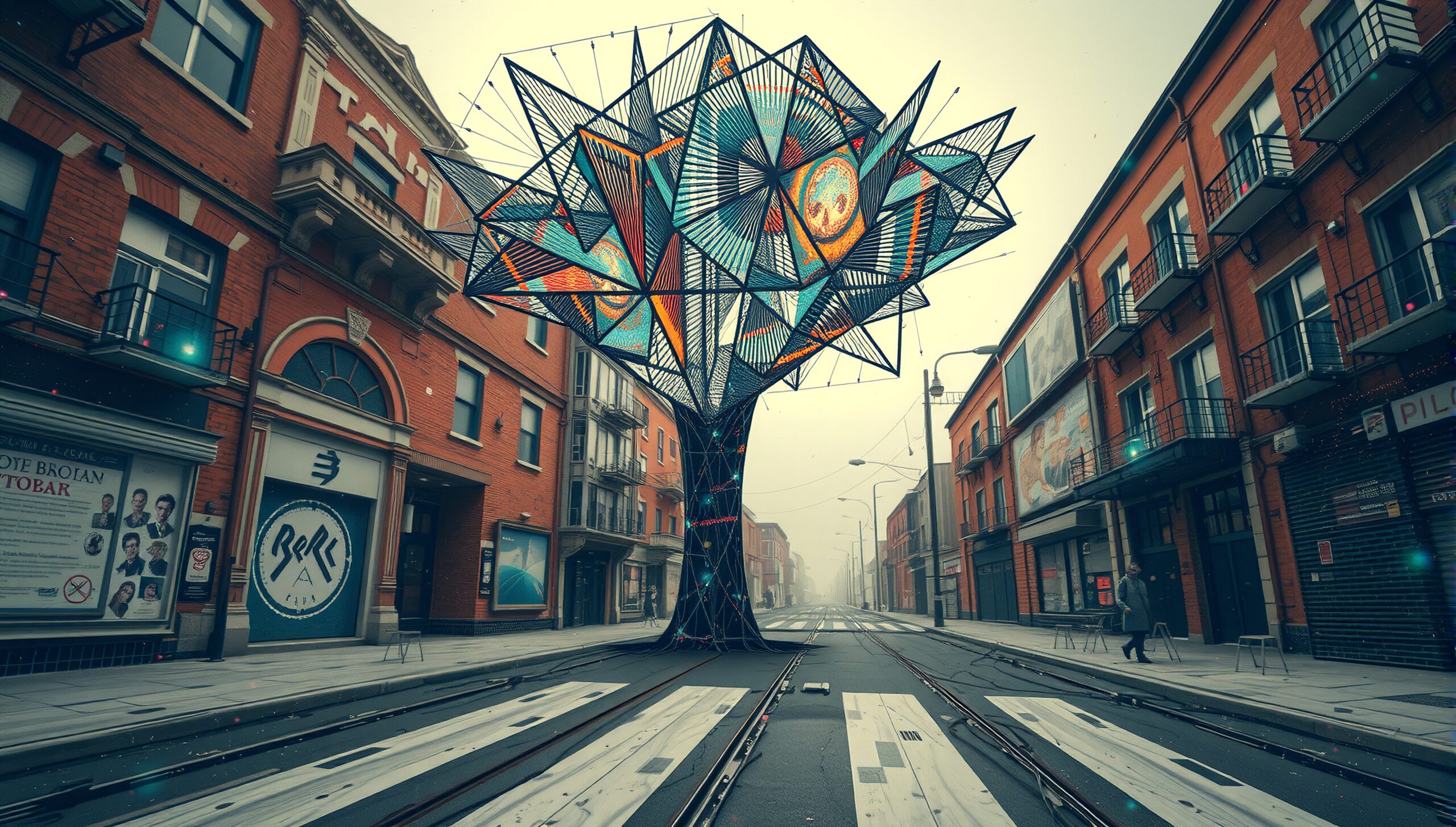 Futuristic Tree in Urban Street