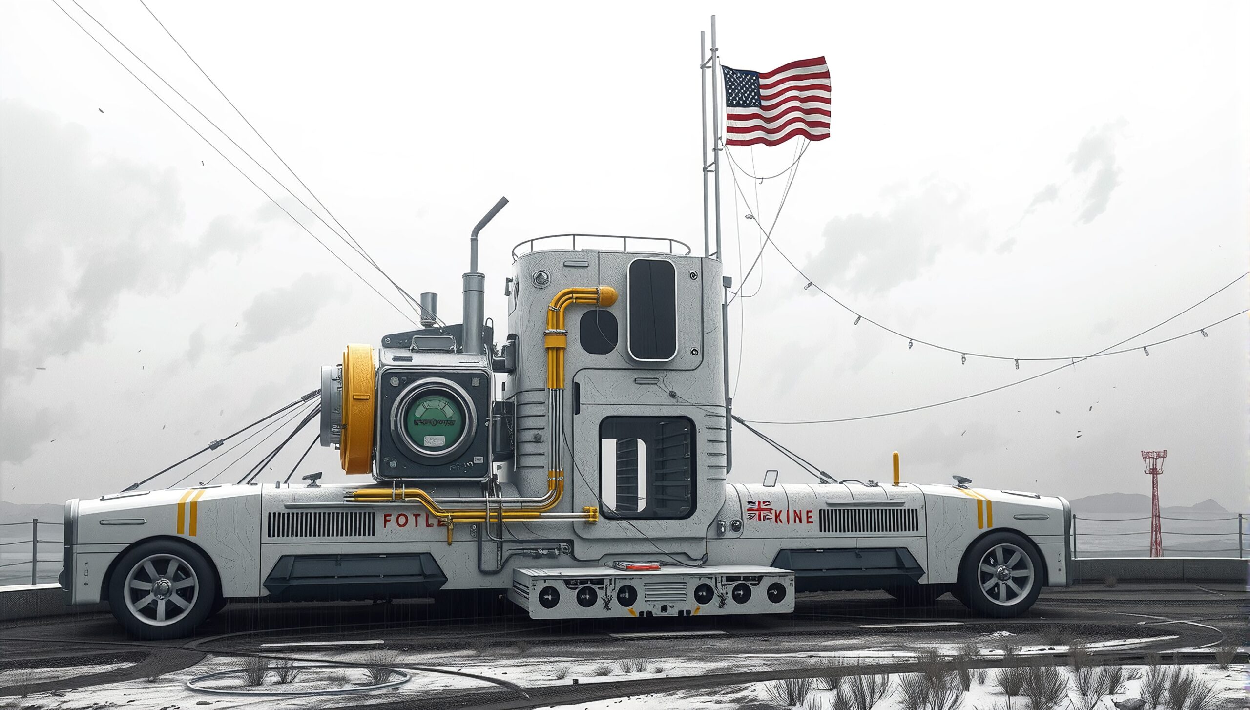 Futuristic Vehicle with American Flag