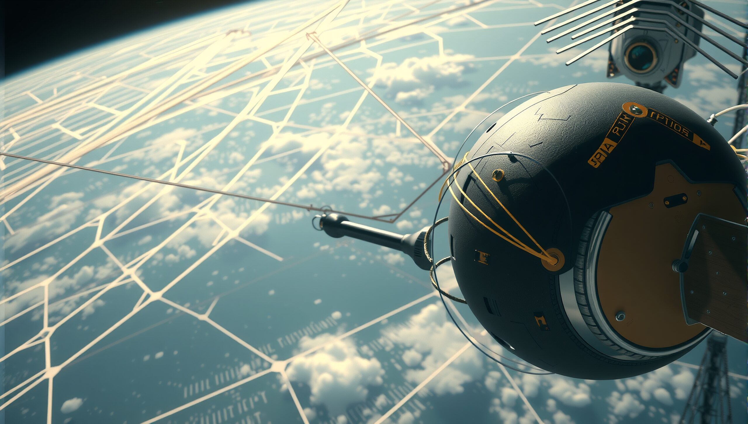 Futuristic Satellite Over Earth