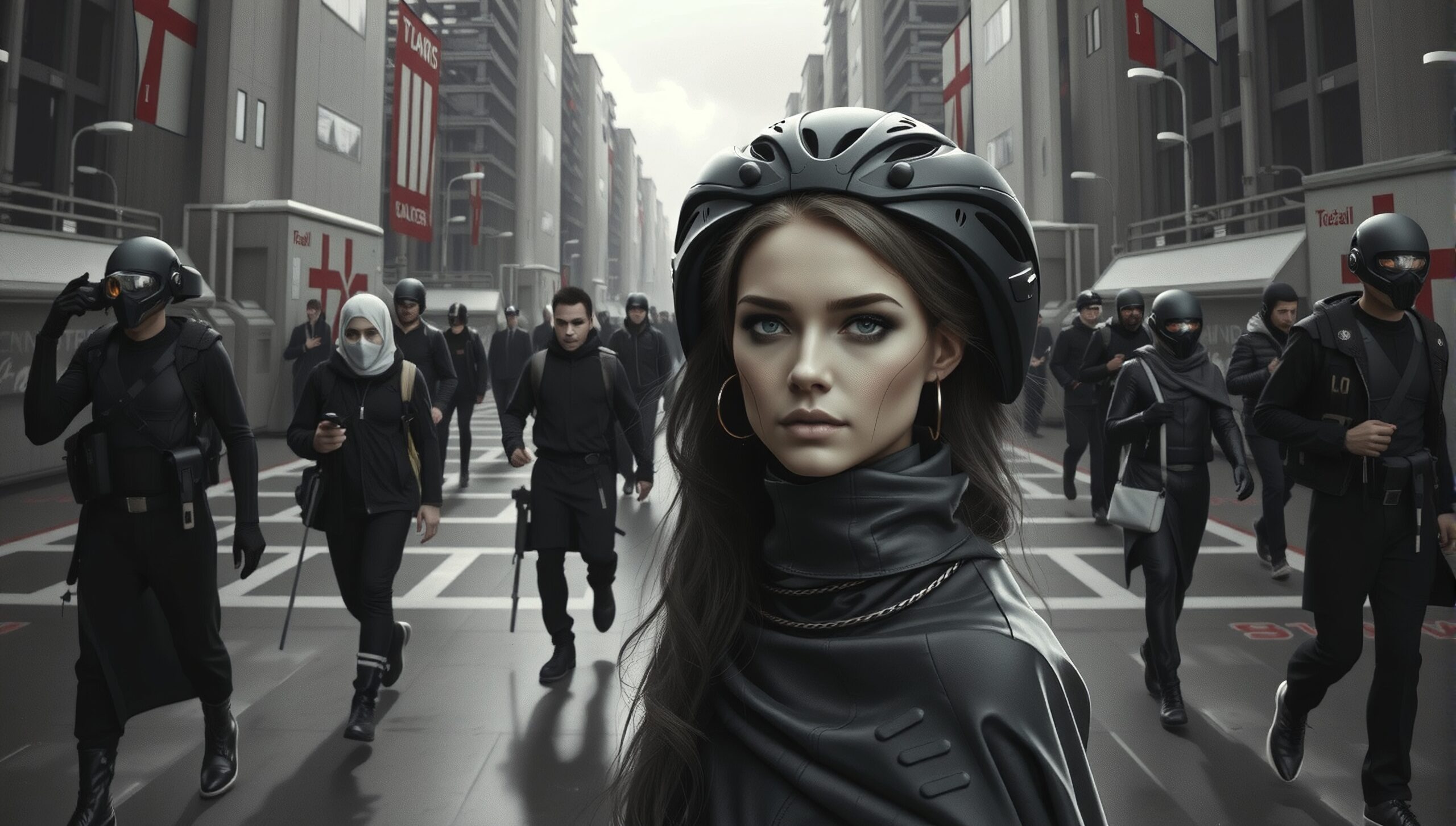 Futuristic urban street scene