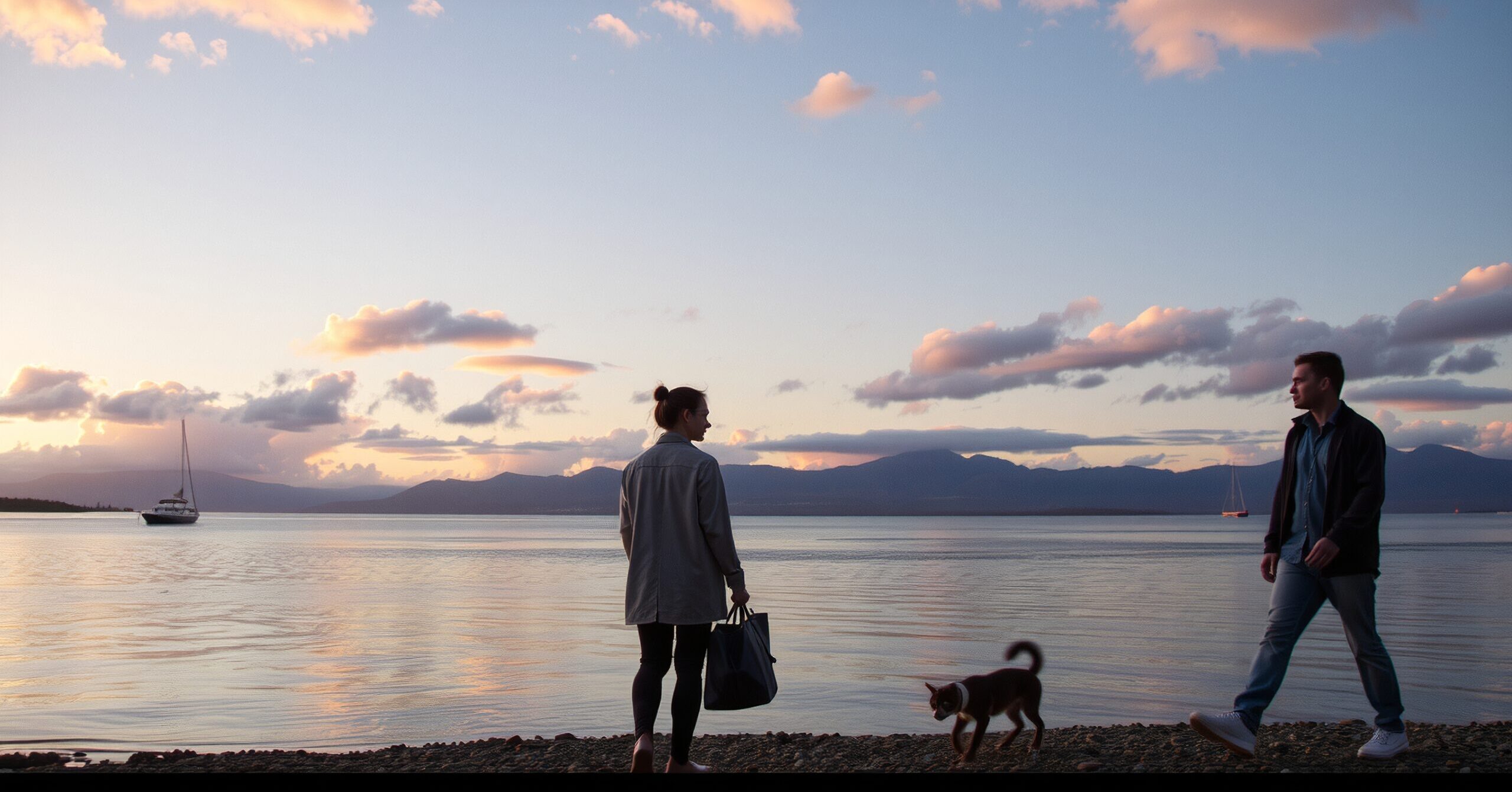 Peaceful Stroll by the Shore