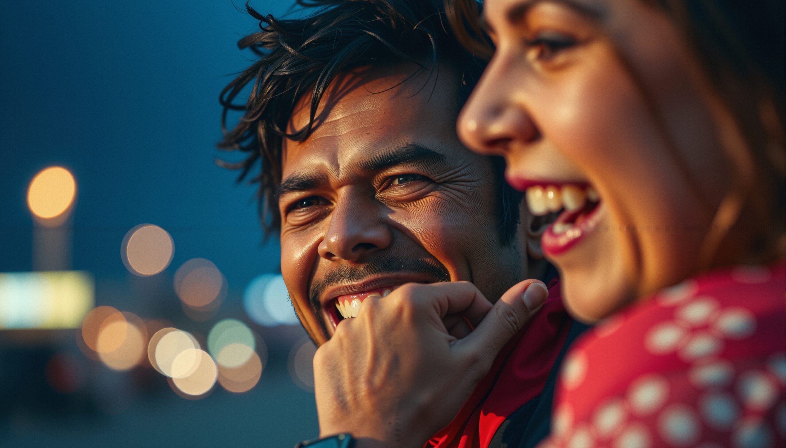 Joyful Evening Laughter Captured Perfectly