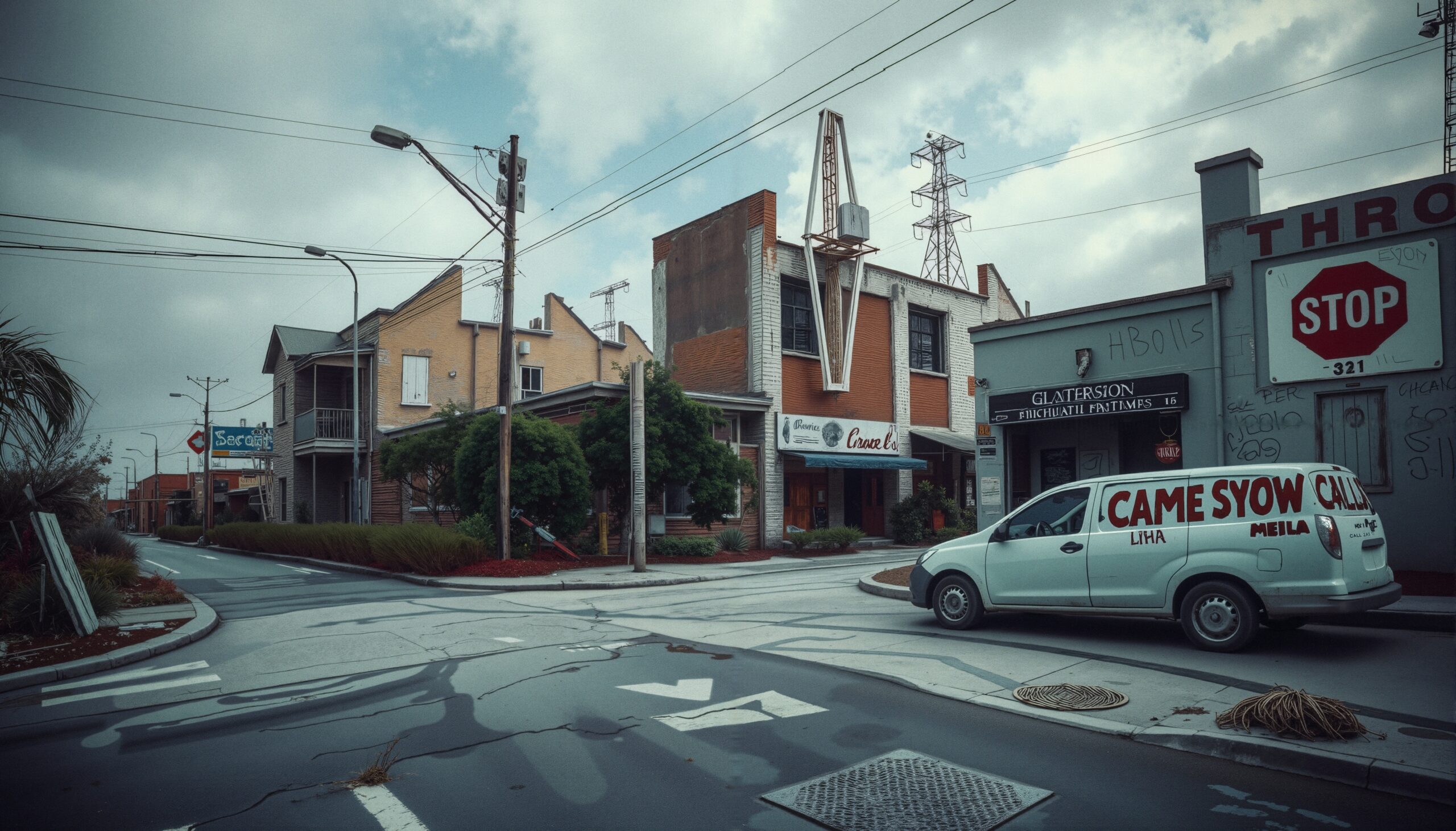 Urban Intersection with Parked Van