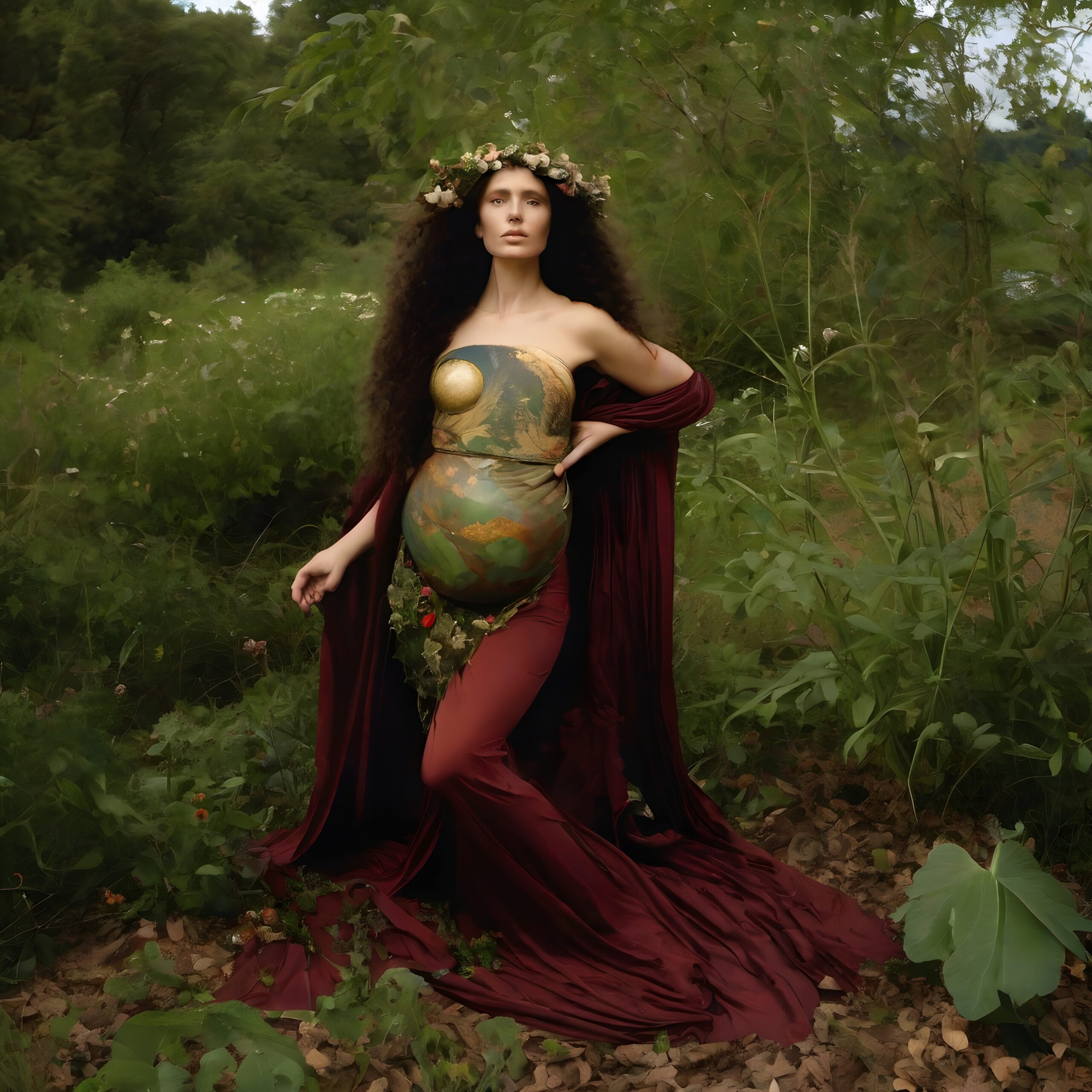 Earth Goddess in Forest Sanctuary