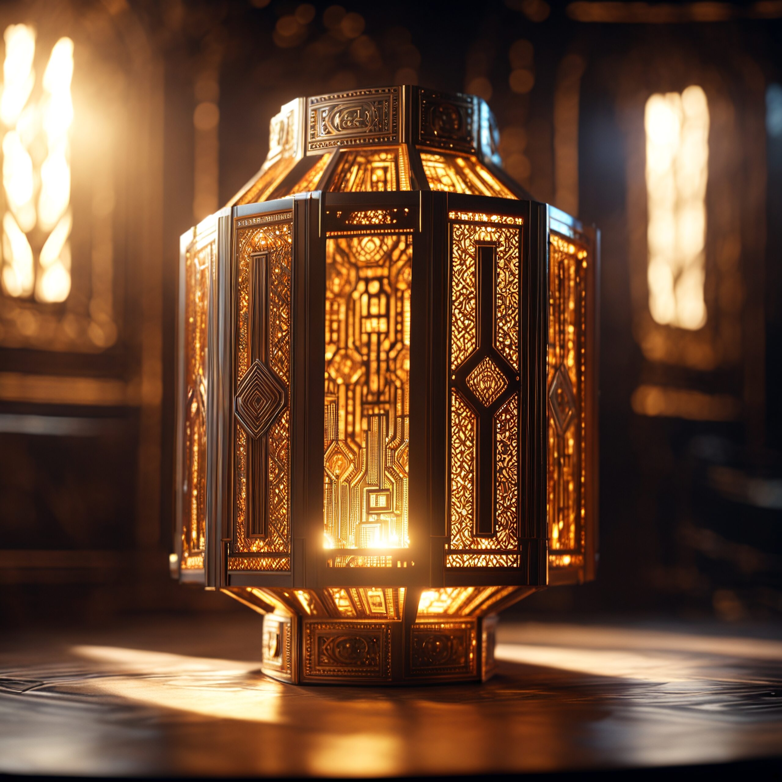 Golden Lantern with Intricate Design